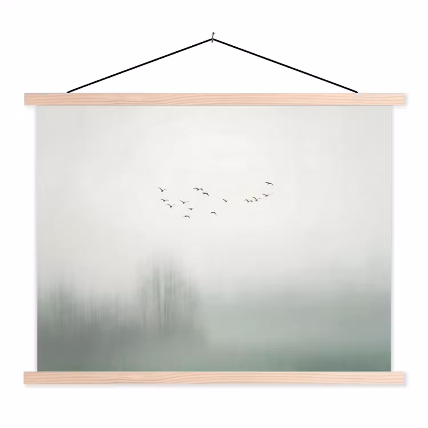 Vogel - Vlucht - Natuur - Minimalistisch textielposter latten blank klein -3d