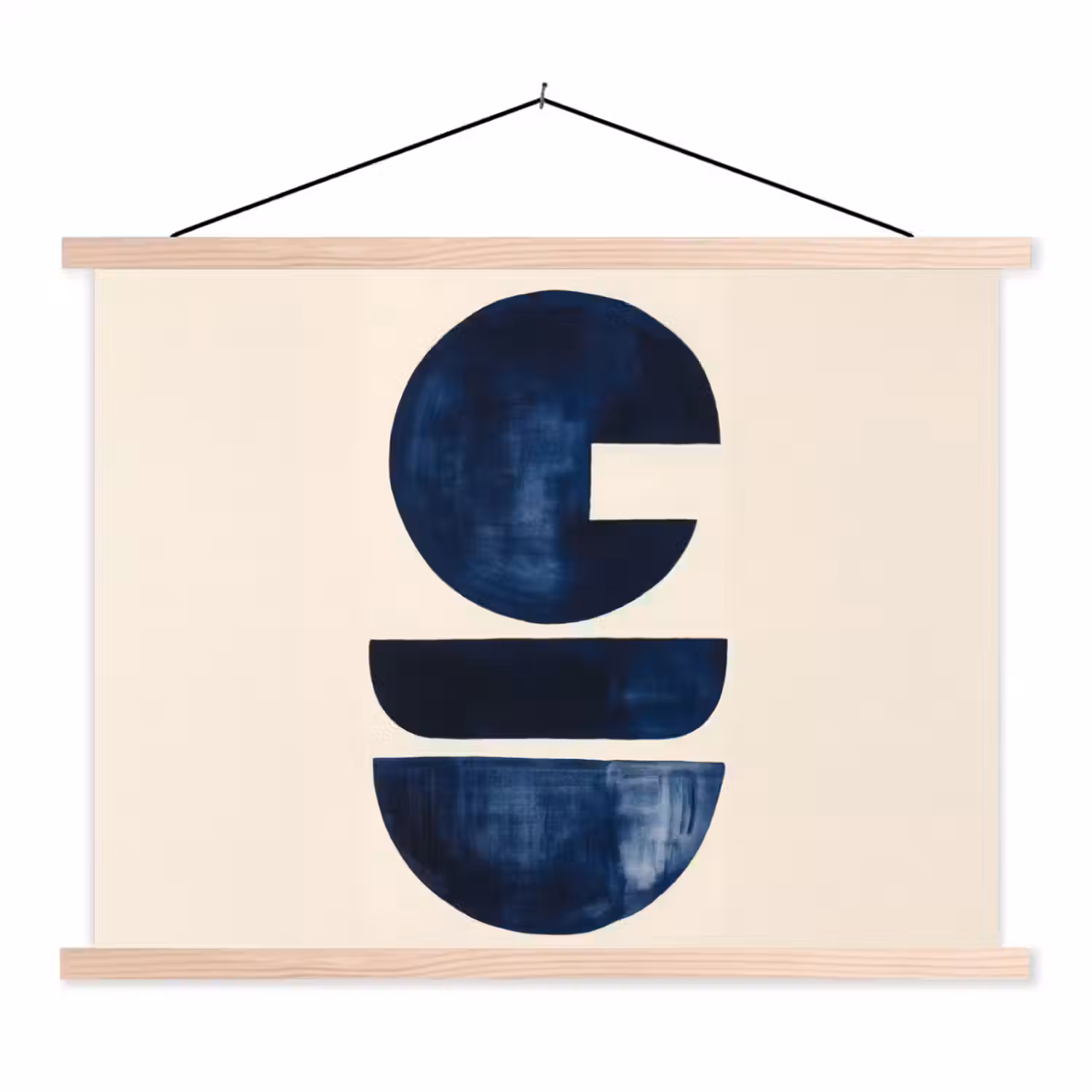 Vormen - Blauw - Abstract textielposter latten blank klein -3d