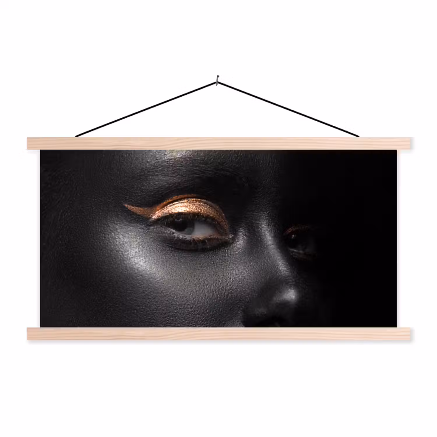 Vrouw - Make-up - Koper - Zwart textielposter latten blank klein -3d