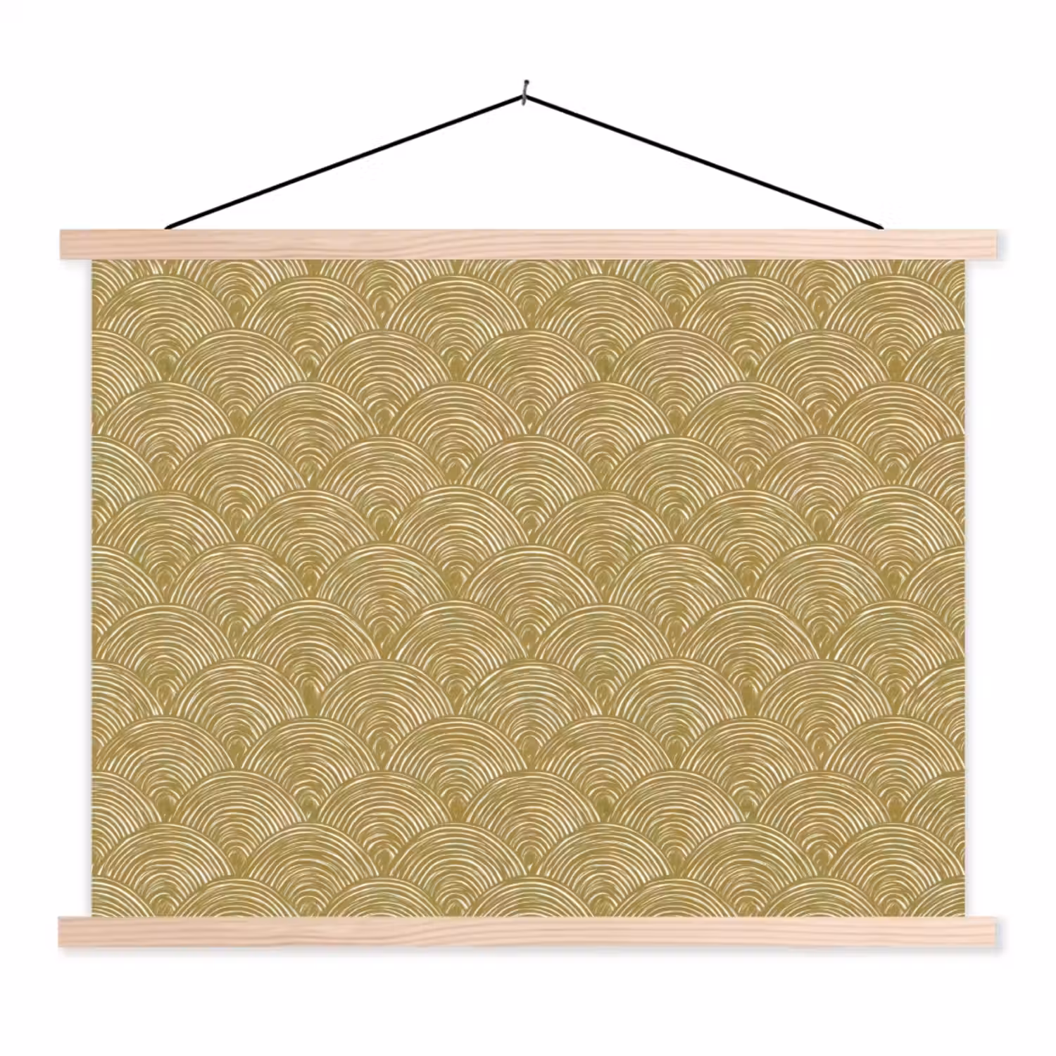 Waaier - Geometrisch - Groen textielposter latten blank klein 122 -3d