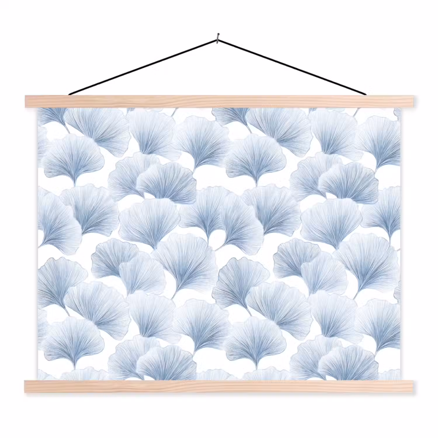 Waaier - Modern - Blauw textielposter latten blank klein 122 -3d