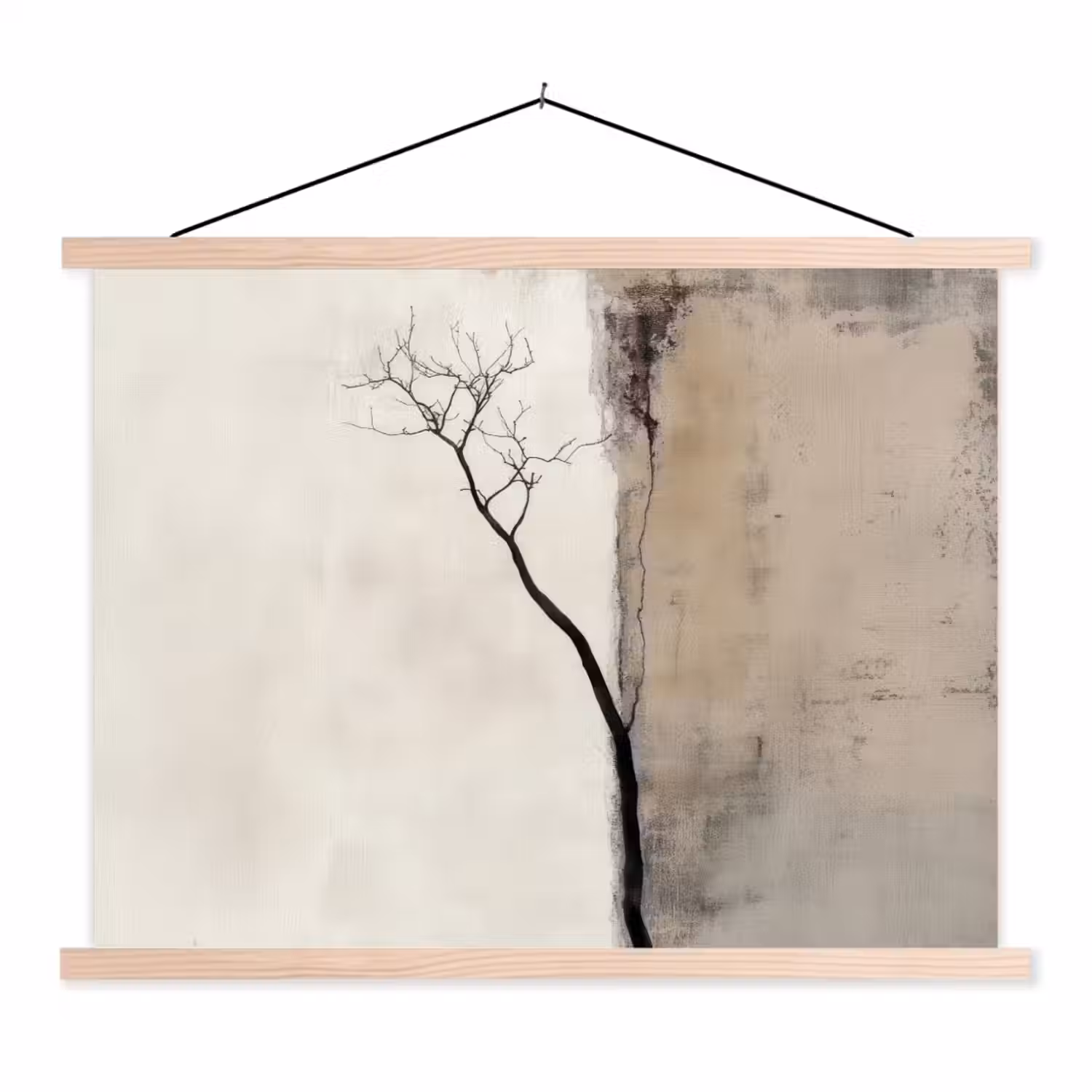 Wabi sabi - Plant - Beige textielposter latten blank klein -3d