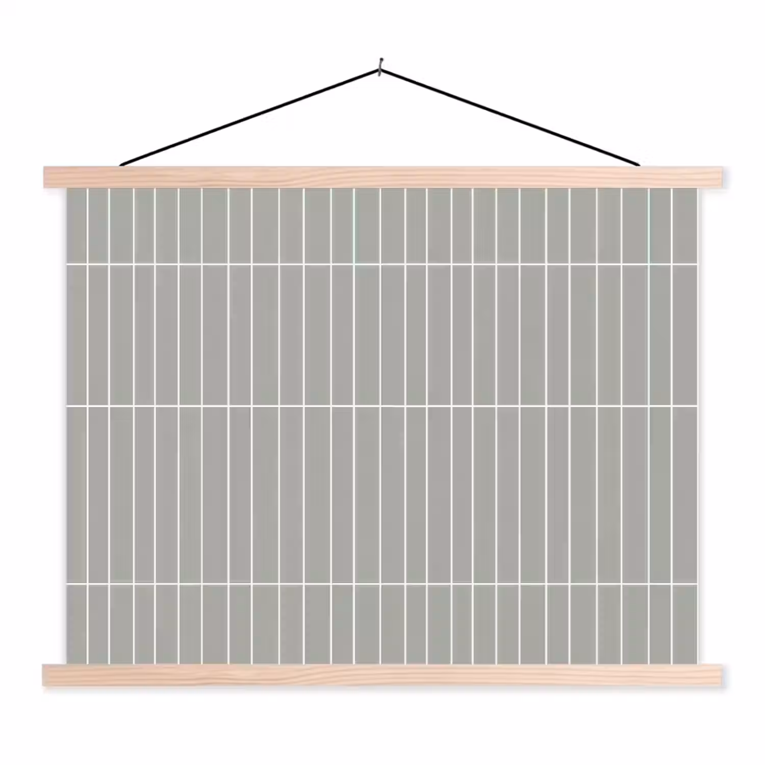 Wandtegel - Verticaal - Lichtgrijs textielposter latten blank klein 122 -3d