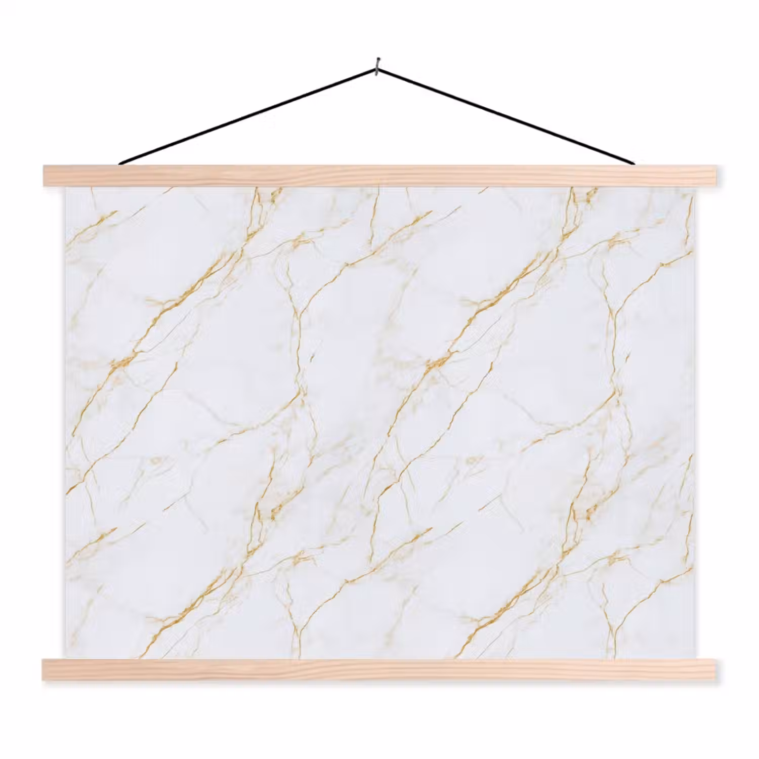 Wit - Marmer - Goud - Luxueus textielposter latten blank klein 122 -3d