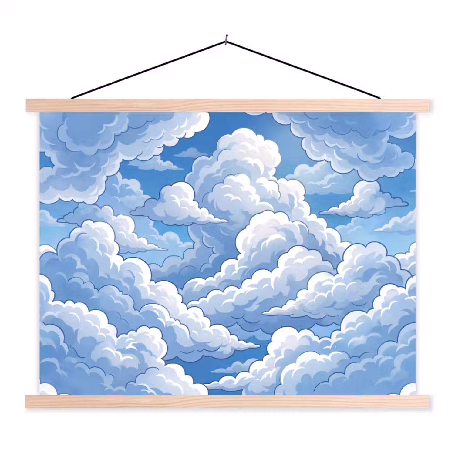Wolken - Hemel - Abstract - Wit textielposter latten blank klein -3d