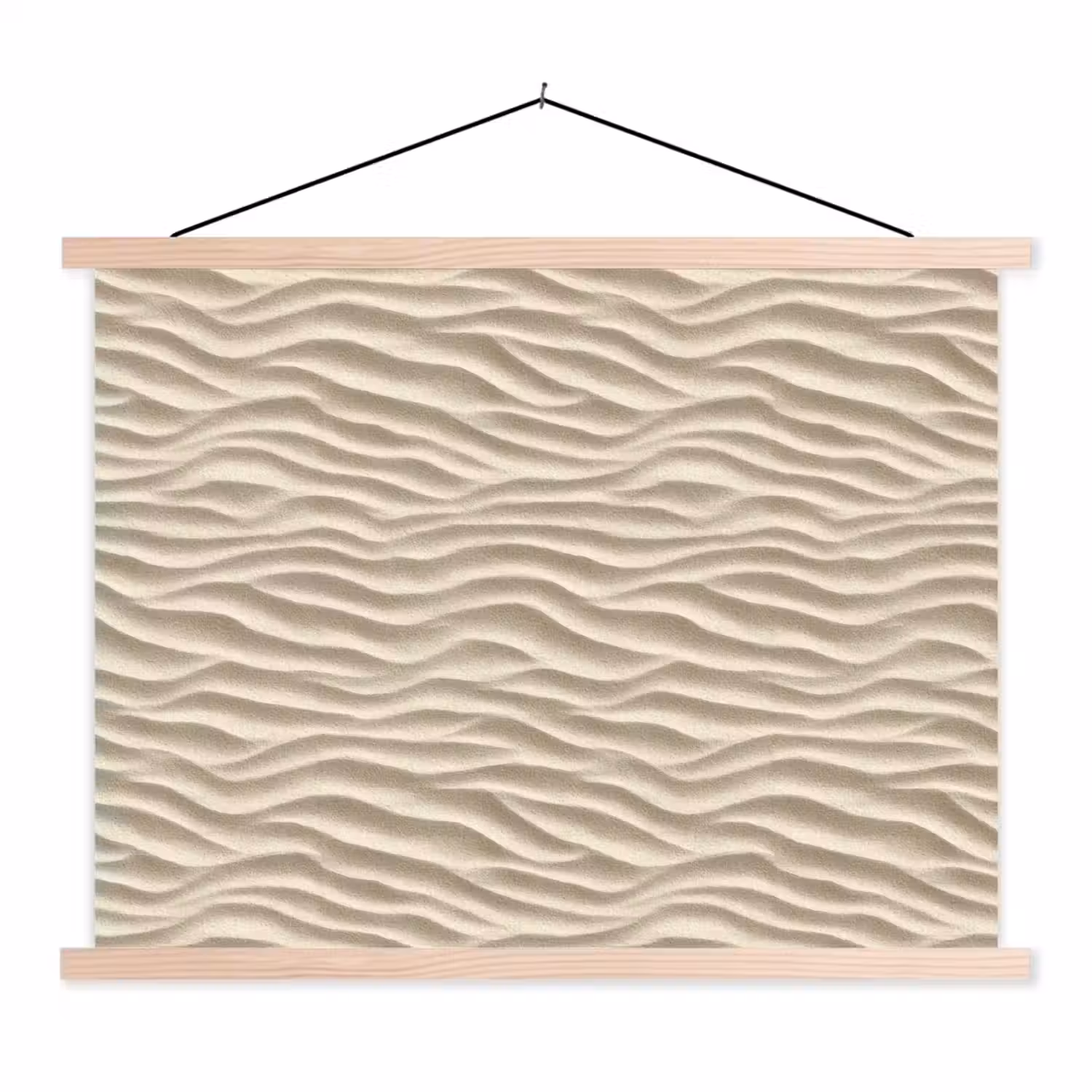 Zand - Golven - Beige textielposter latten blank klein 122 -3d