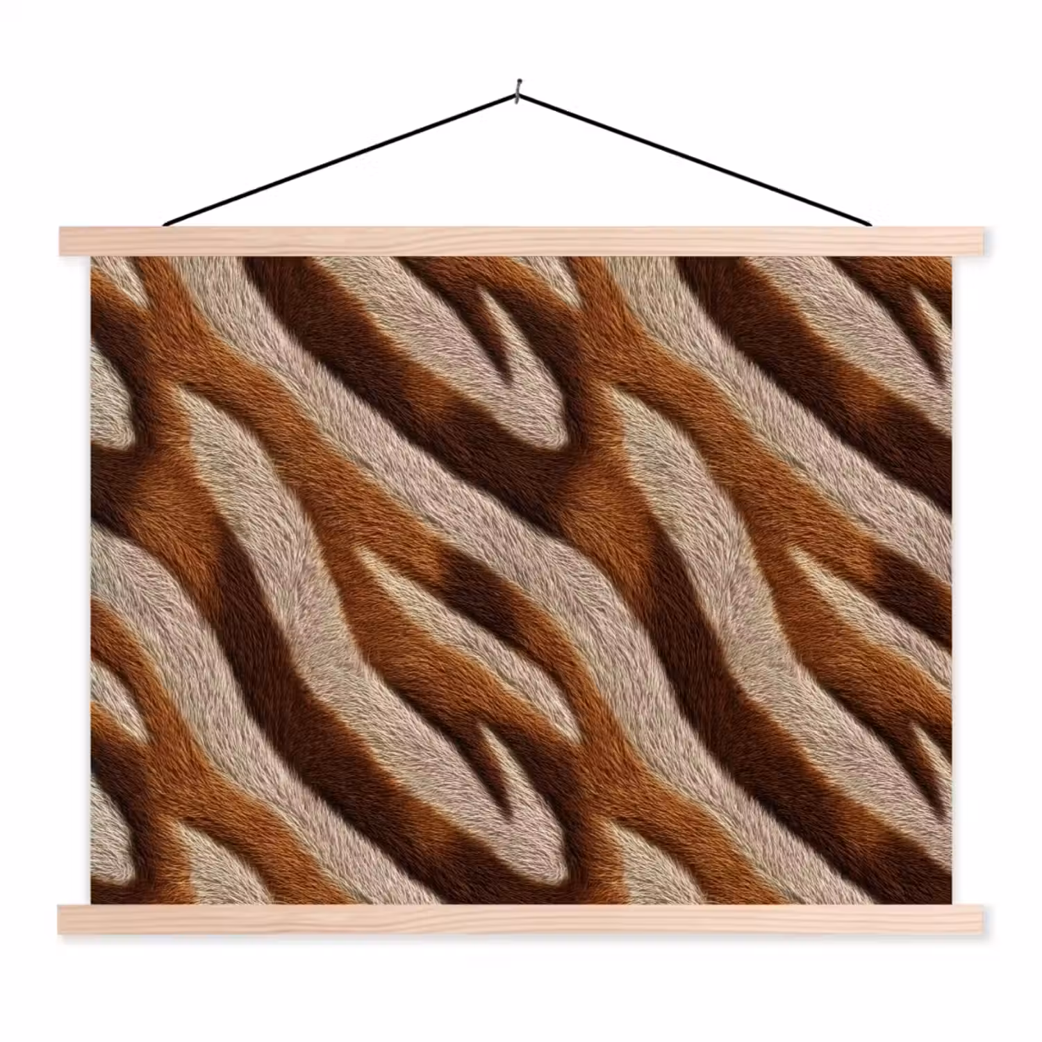 Zebra - Bruin - Patroon textielposter latten blank klein 122 -3d