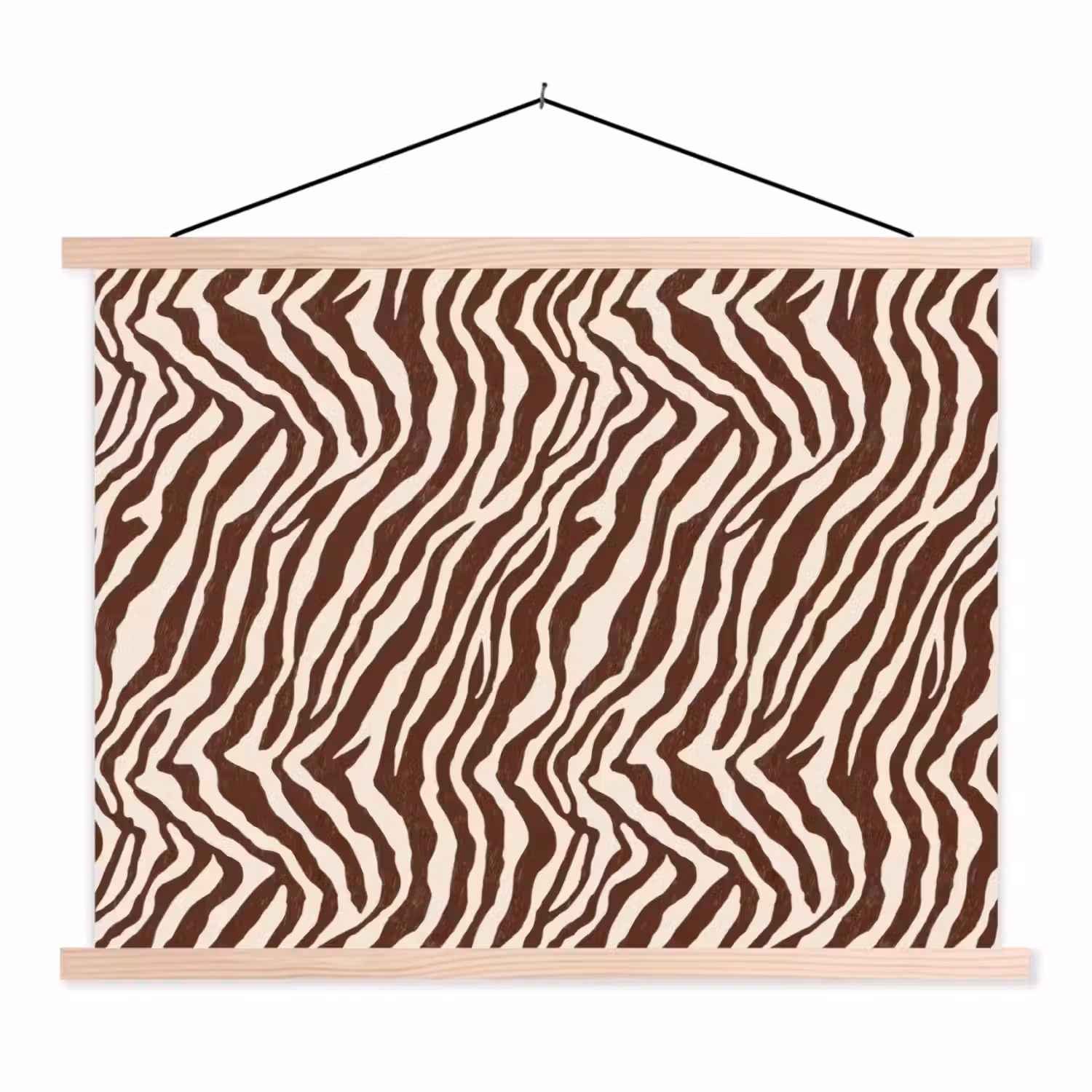 Zebra - Patroon - Zwart - Wit textielposter latten blank klein 122 -3d