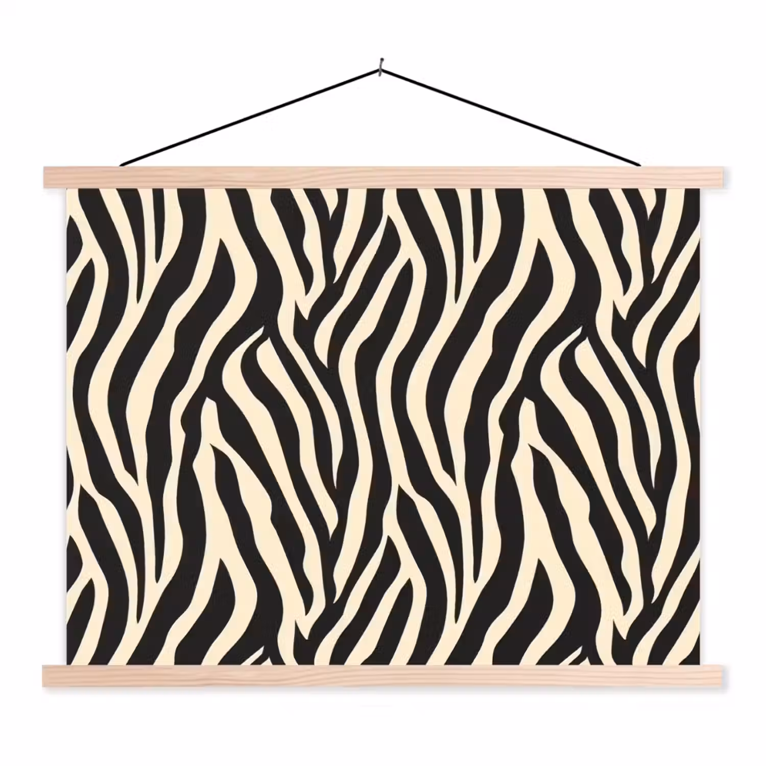 Zebra - Print - Klassiek - Zwart textielposter latten blank klein 122 -3d