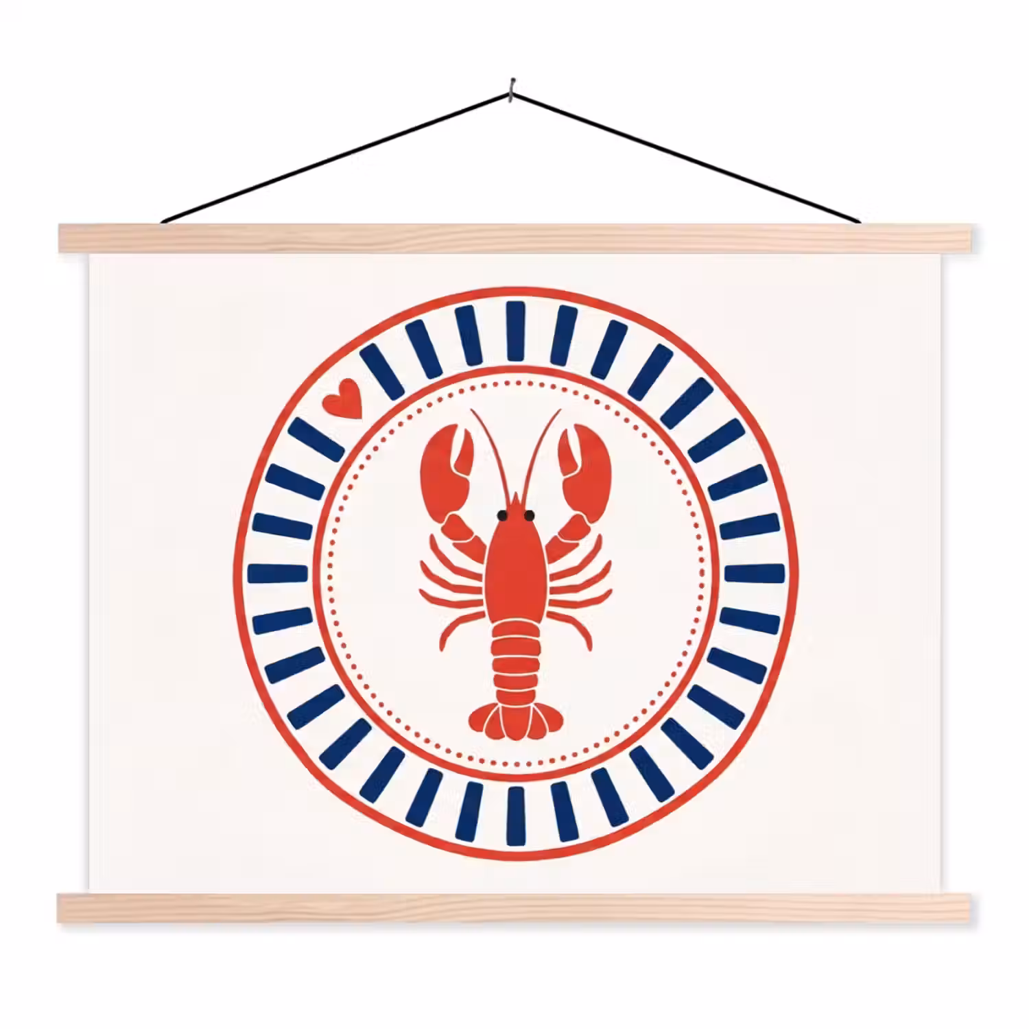 Zeeleven - Kreeft - Embleem - Grafisch - Rood textielposter latten blank klein -3d