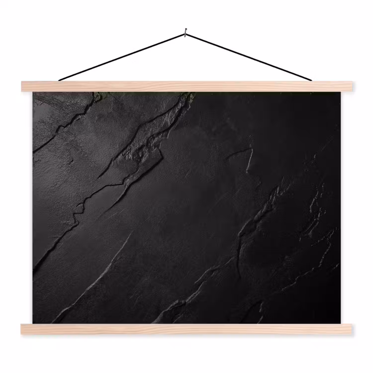 Zwart - Steen - Beton textielposter latten blank klein -3d