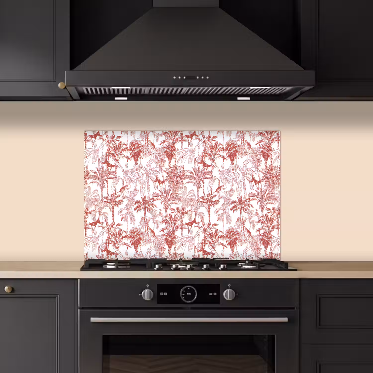 Aap - Oerwoud - Rood keuken achterwand spatscherm klein 900 -sfeer1