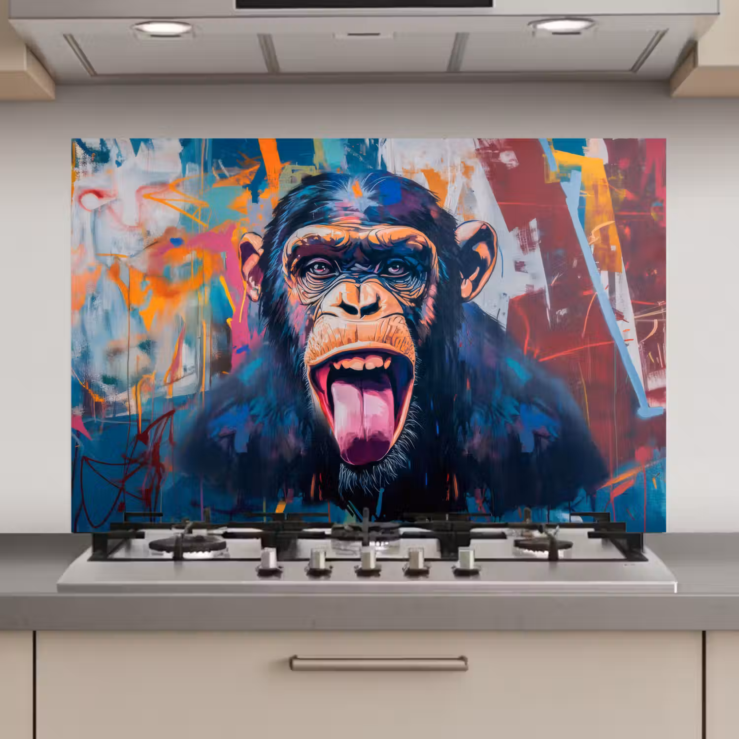 Aap - Tong - Abstract - Zwart keuken achterwand spatscherm klein -3d_website