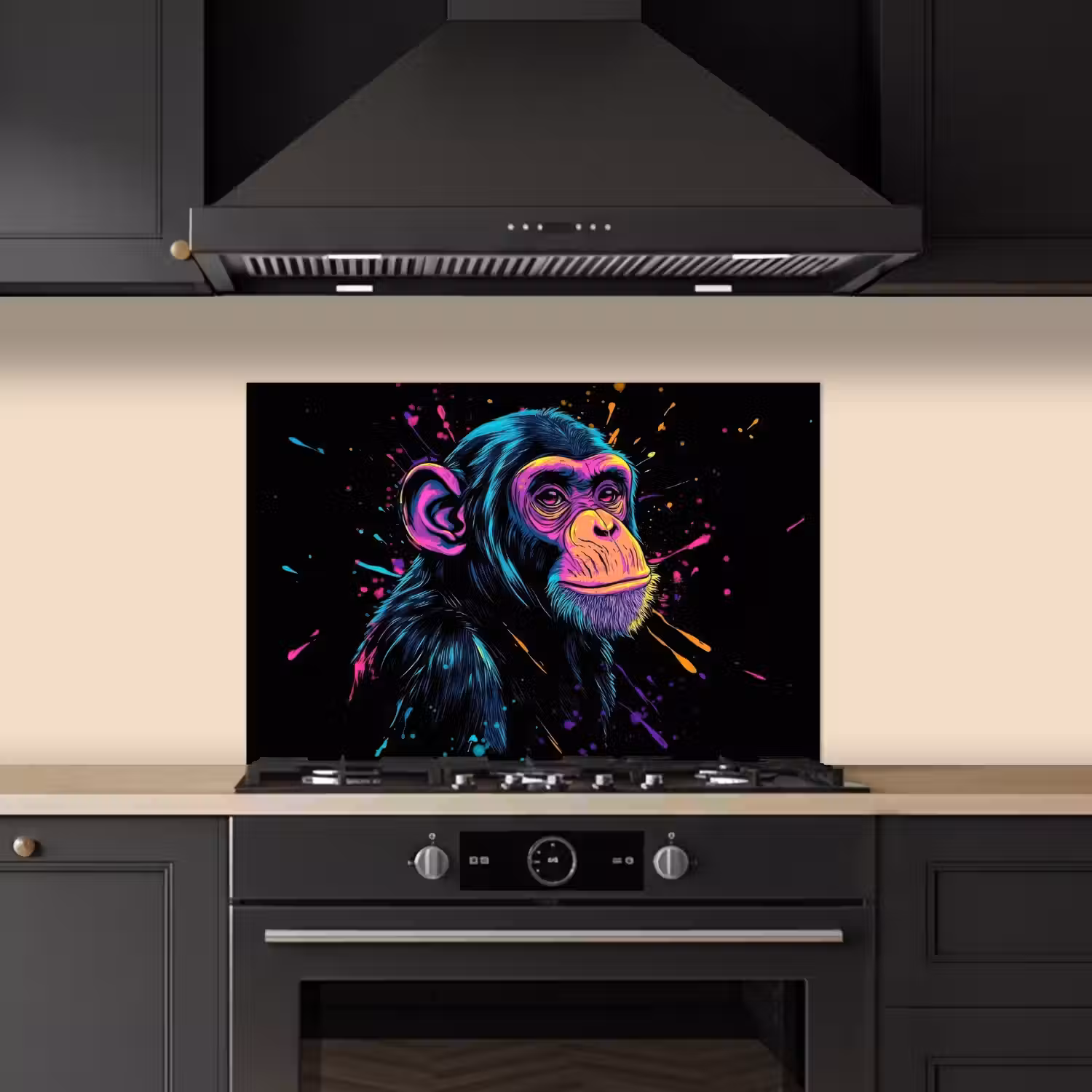 Aap - Verf - Neon - Kleur keuken achterwand spatscherm klein -sfeer1
