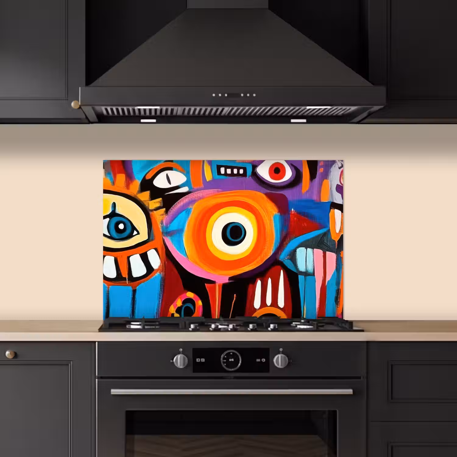 Abstract - Gezicht - Kleurrijk keuken achterwand spatscherm klein -sfeer1