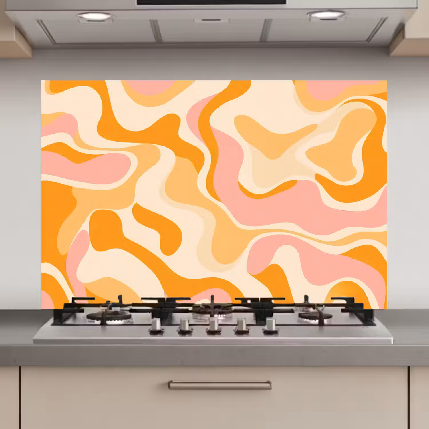 Abstract - Golvend - Oranje keuken achterwand spatscherm klein -3d_website