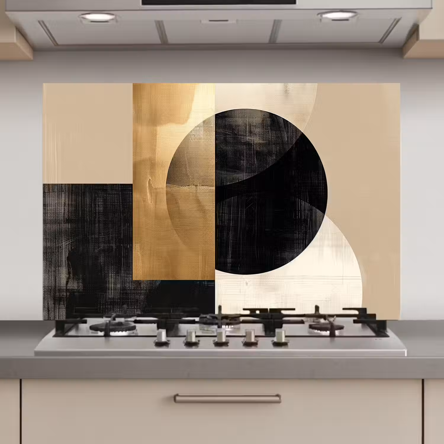 Abstract - Goud - Zwart - Kunst keuken achterwand spatscherm klein -3d_website