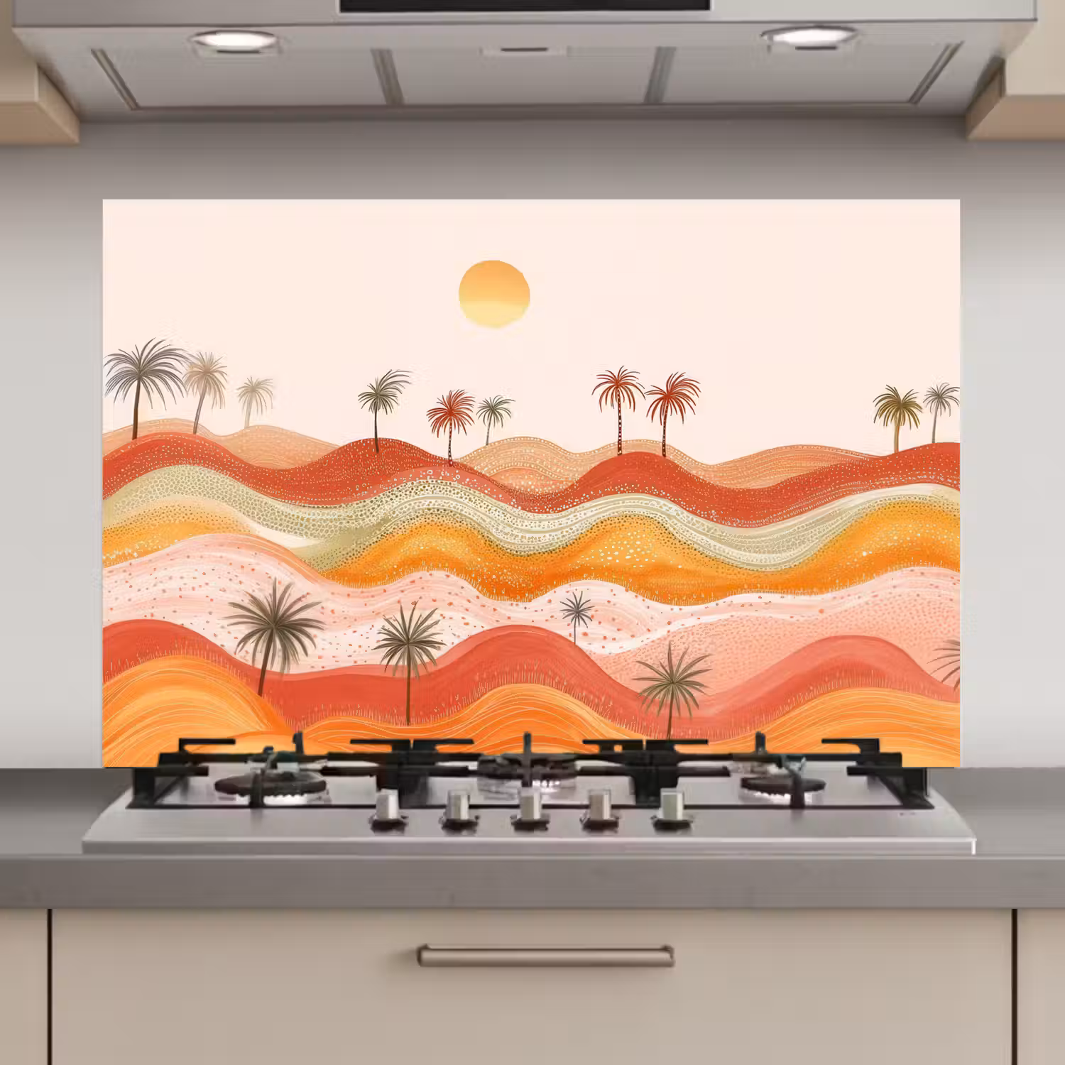 Abstract landschap - Palmbomen - Kleurrijk keuken achterwand spatscherm klein -3d_website