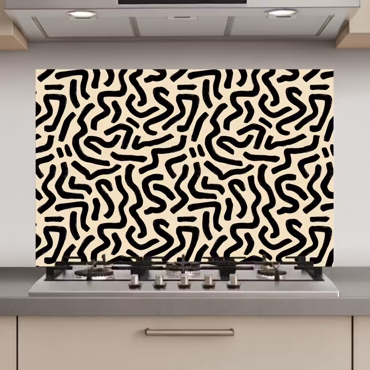 Abstract - Lijnen - Zwart keuken achterwand spatscherm klein 900 -3d_website