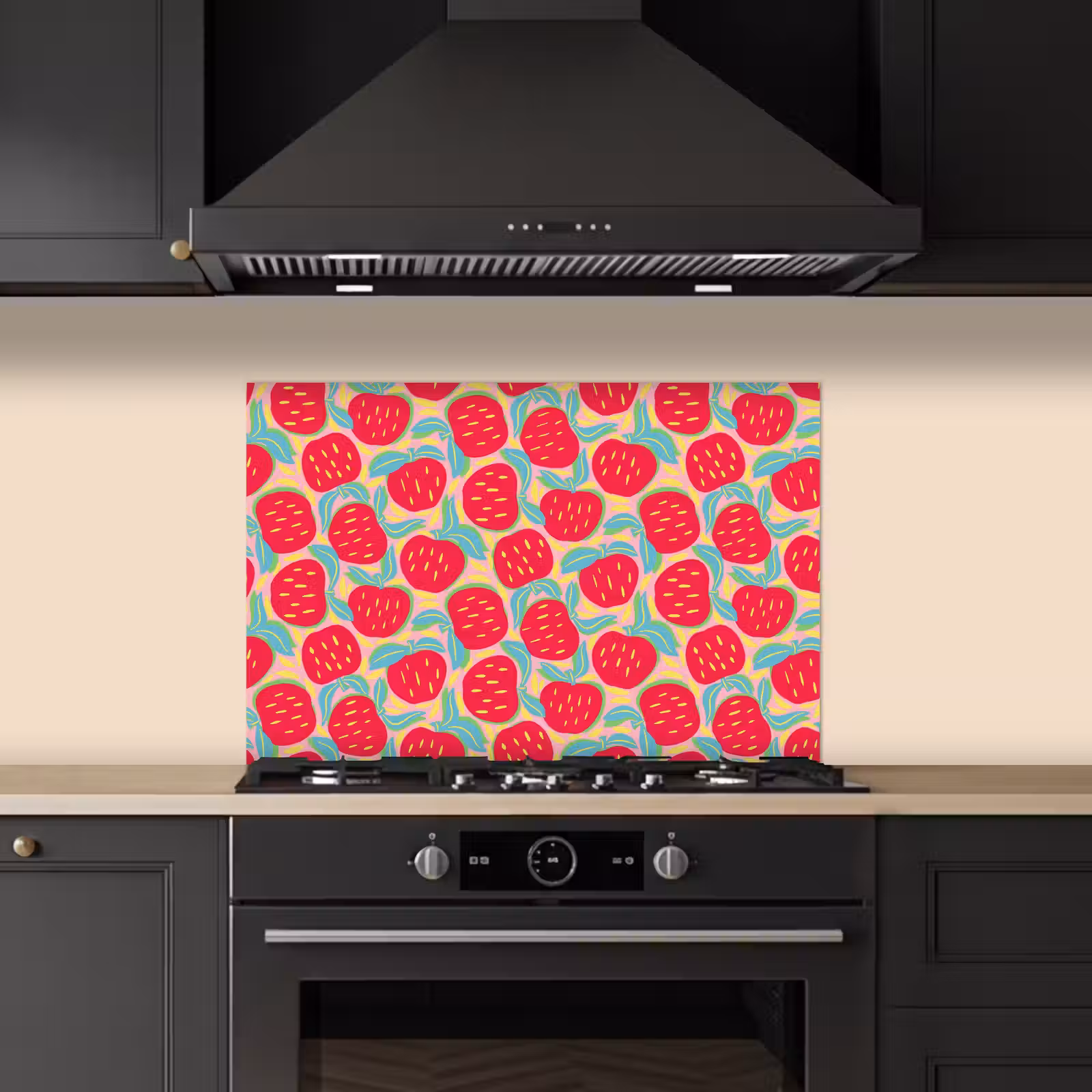Appels - Rood - Stippen keuken achterwand spatscherm klein 900 -sfeer1