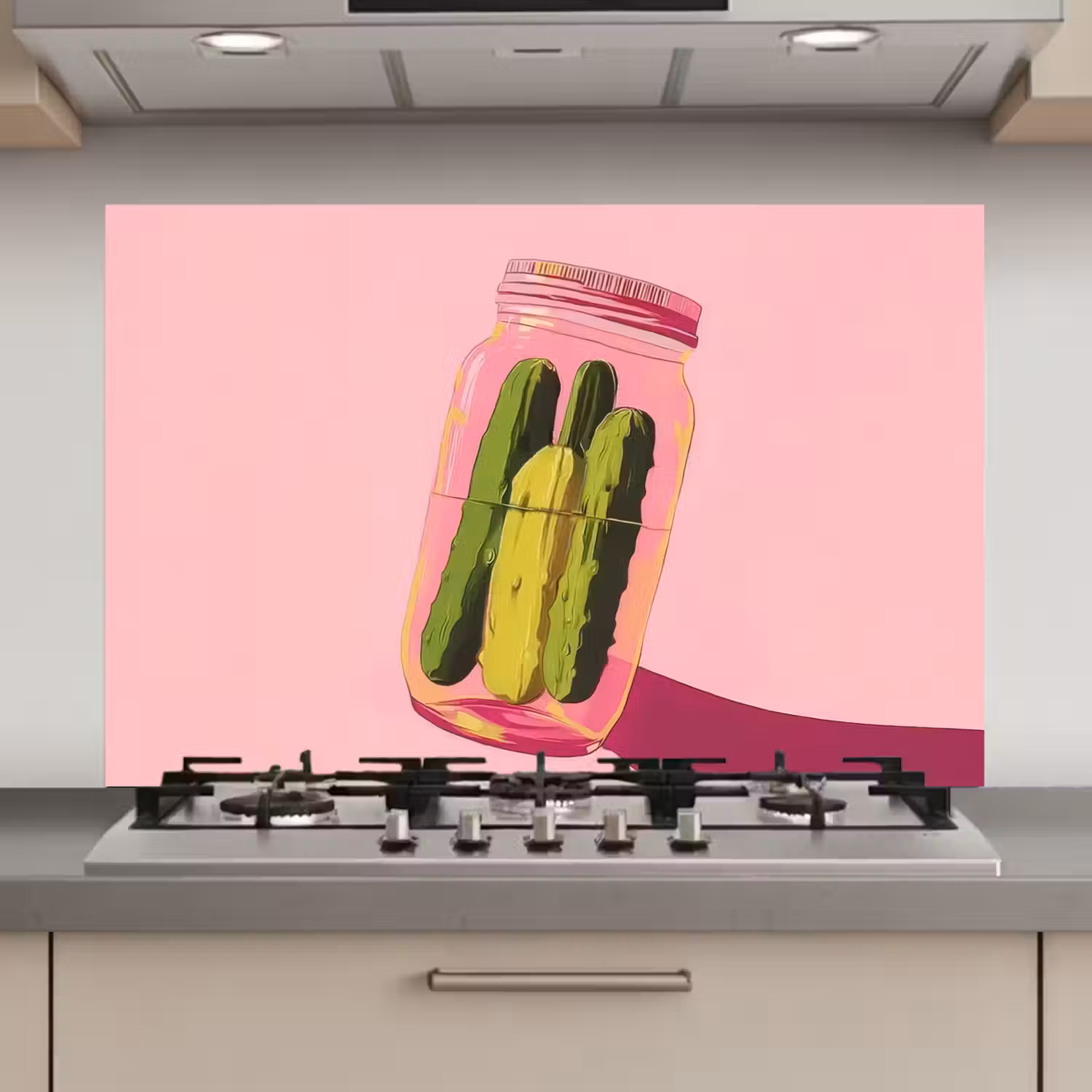 Augurken - Pot - Schaduw - Roze keuken achterwand spatscherm klein -3d_website