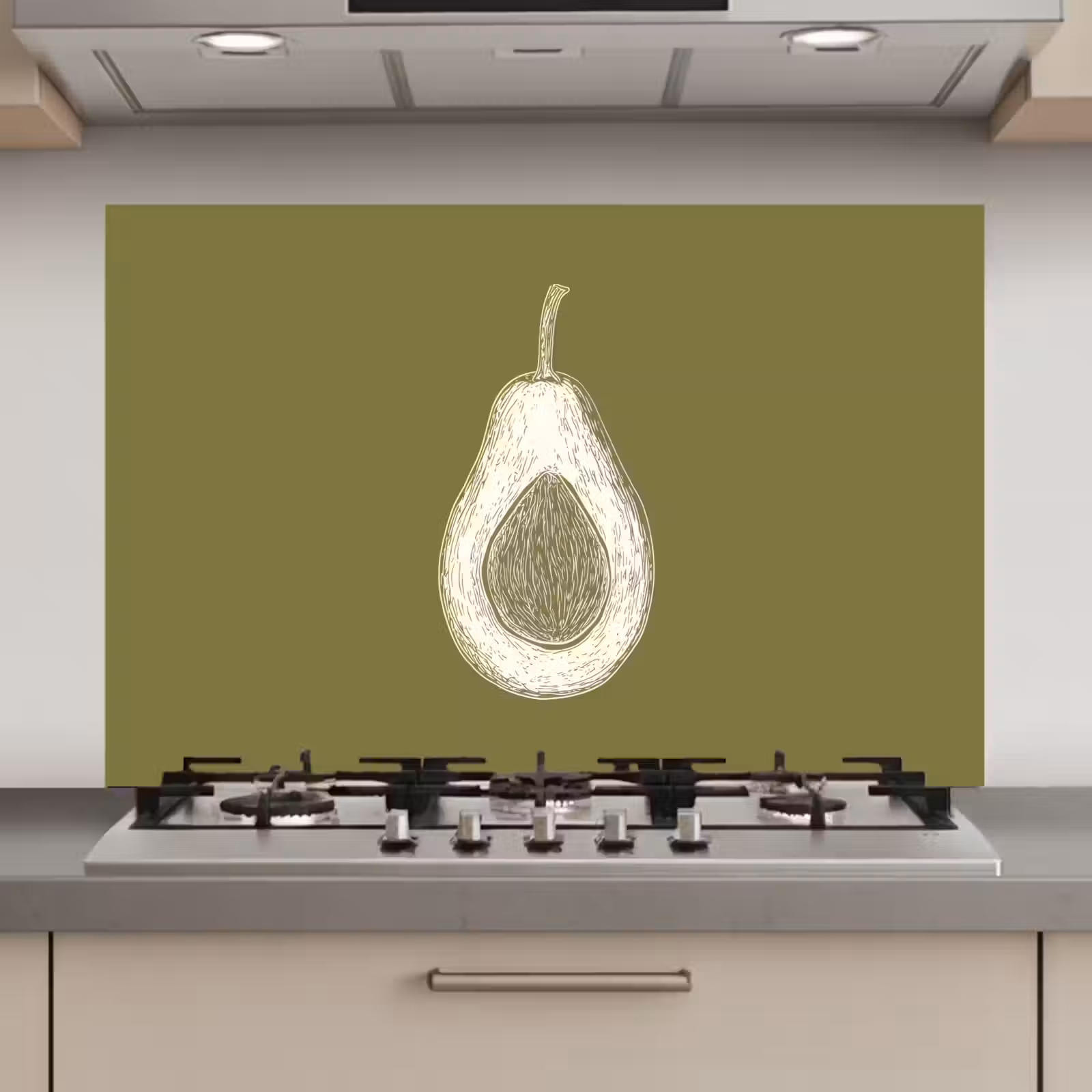 Avocado - Minimalistisch - Illustratie - Groen keuken achterwand spatscherm klein -3d_website