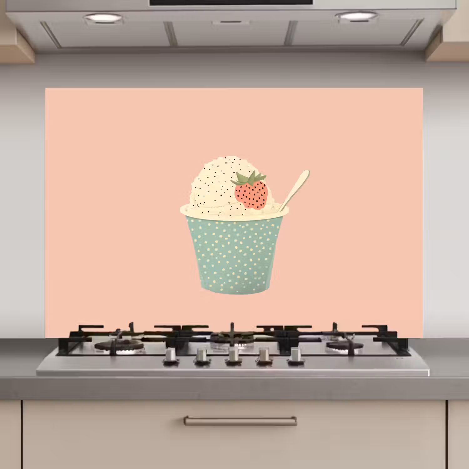 Bakje - Ijs - Aardbei - Roze keuken achterwand spatscherm klein -3d_website
