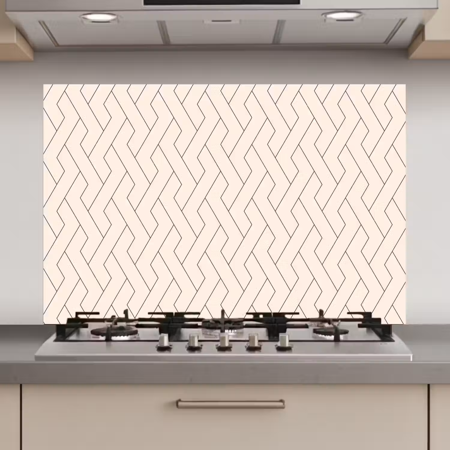 Beige - Zigzag - Patroon keuken achterwand spatscherm klein 900 -3d_website