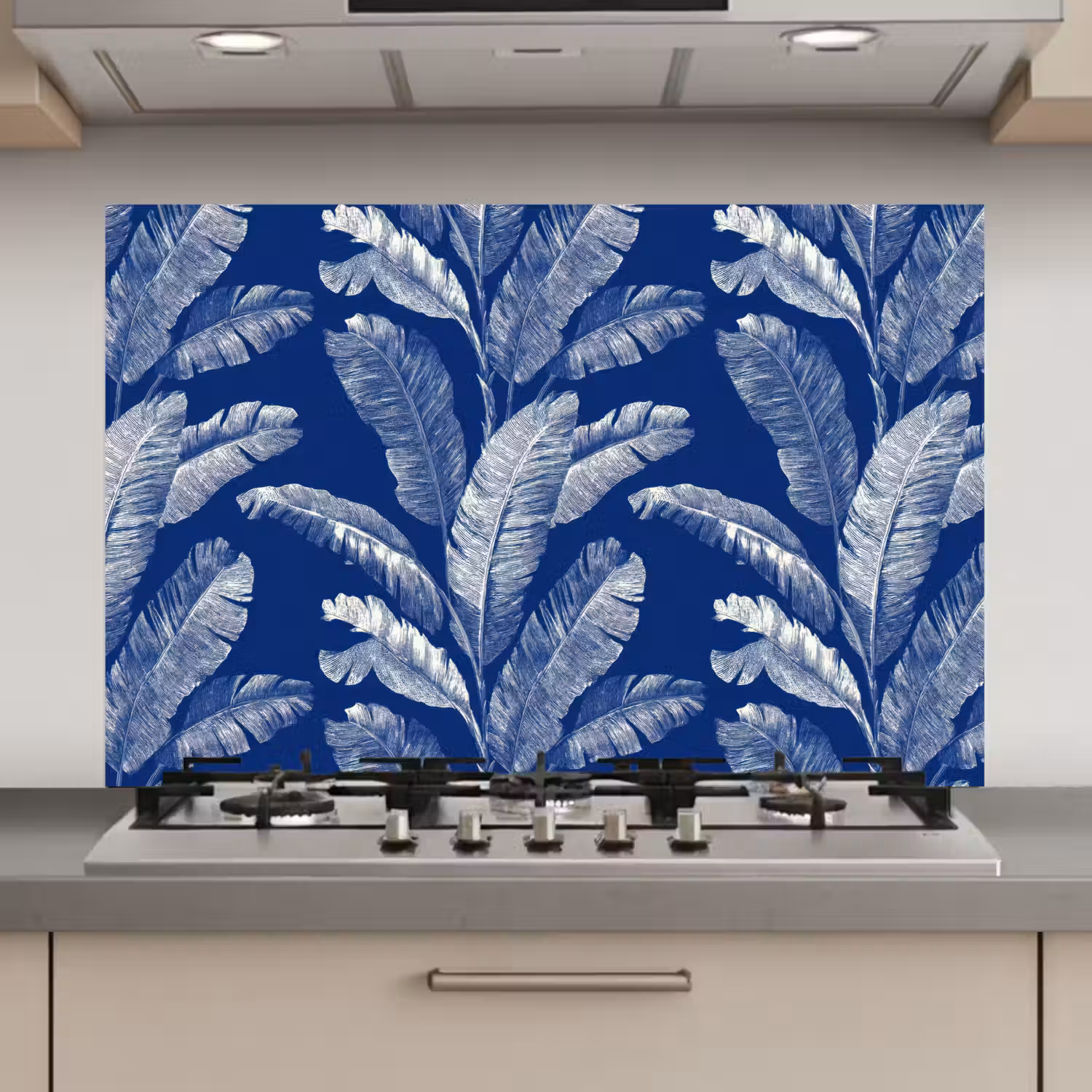 Blad - Palm - Blauw keuken achterwand spatscherm klein 900 -3d_website