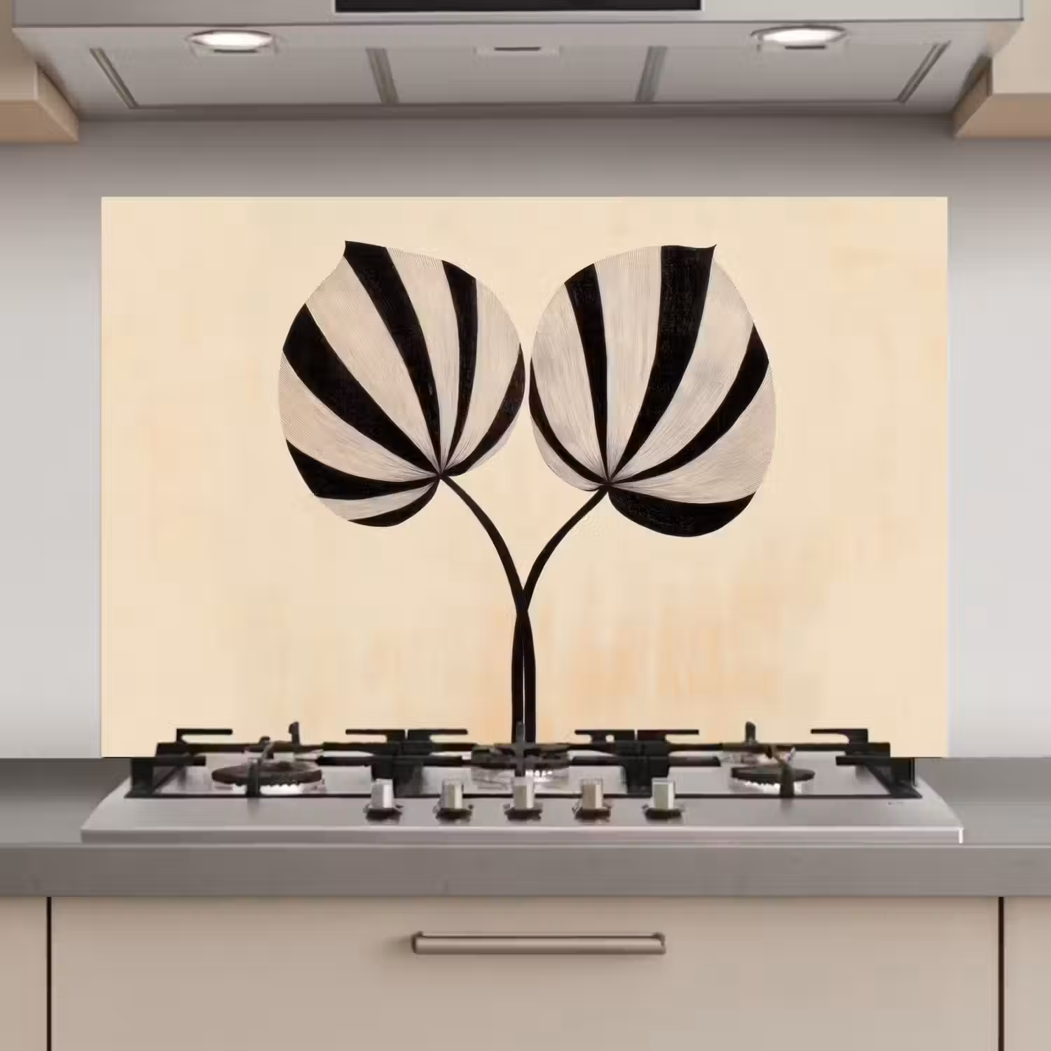Bladeren - Gestreept - Stengel - Beige keuken achterwand spatscherm klein -3d_website