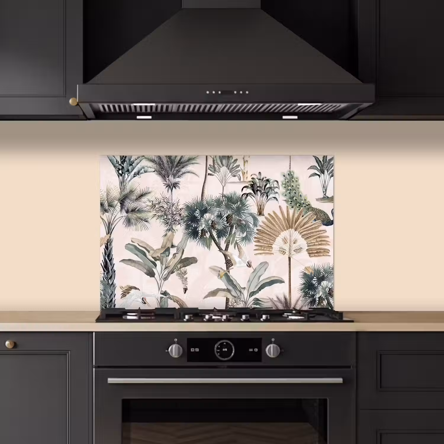 Bladeren - Monstera - Jungle - Tropical keuken achterwand spatscherm klein -sfeer1