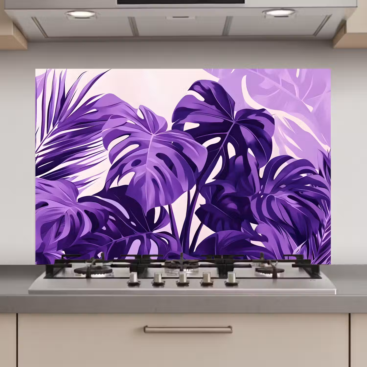 Bladeren - Paars - Tropisch - Abstract keuken achterwand spatscherm klein -3d_website