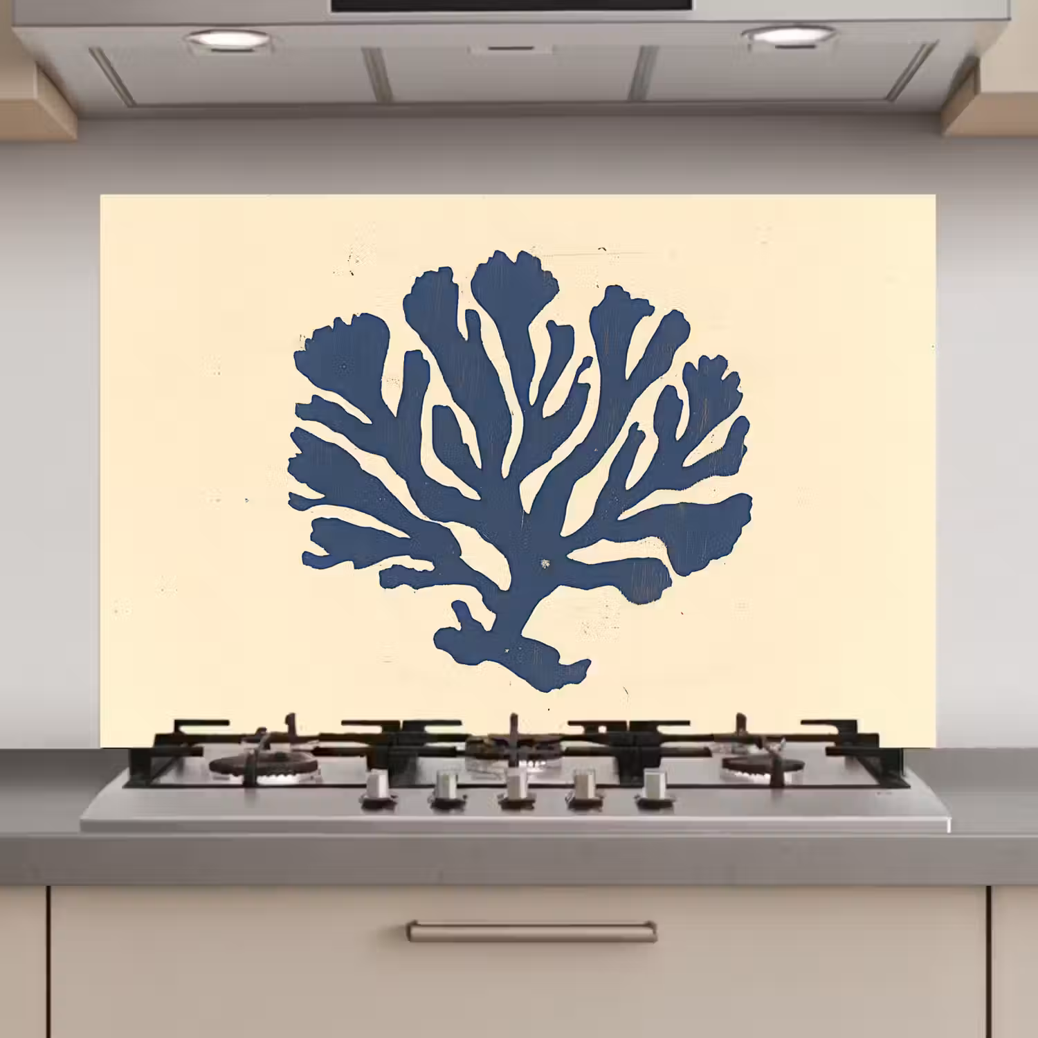 Blauw koraal - Vertakkingen - Beige keuken achterwand spatscherm klein -3d_website