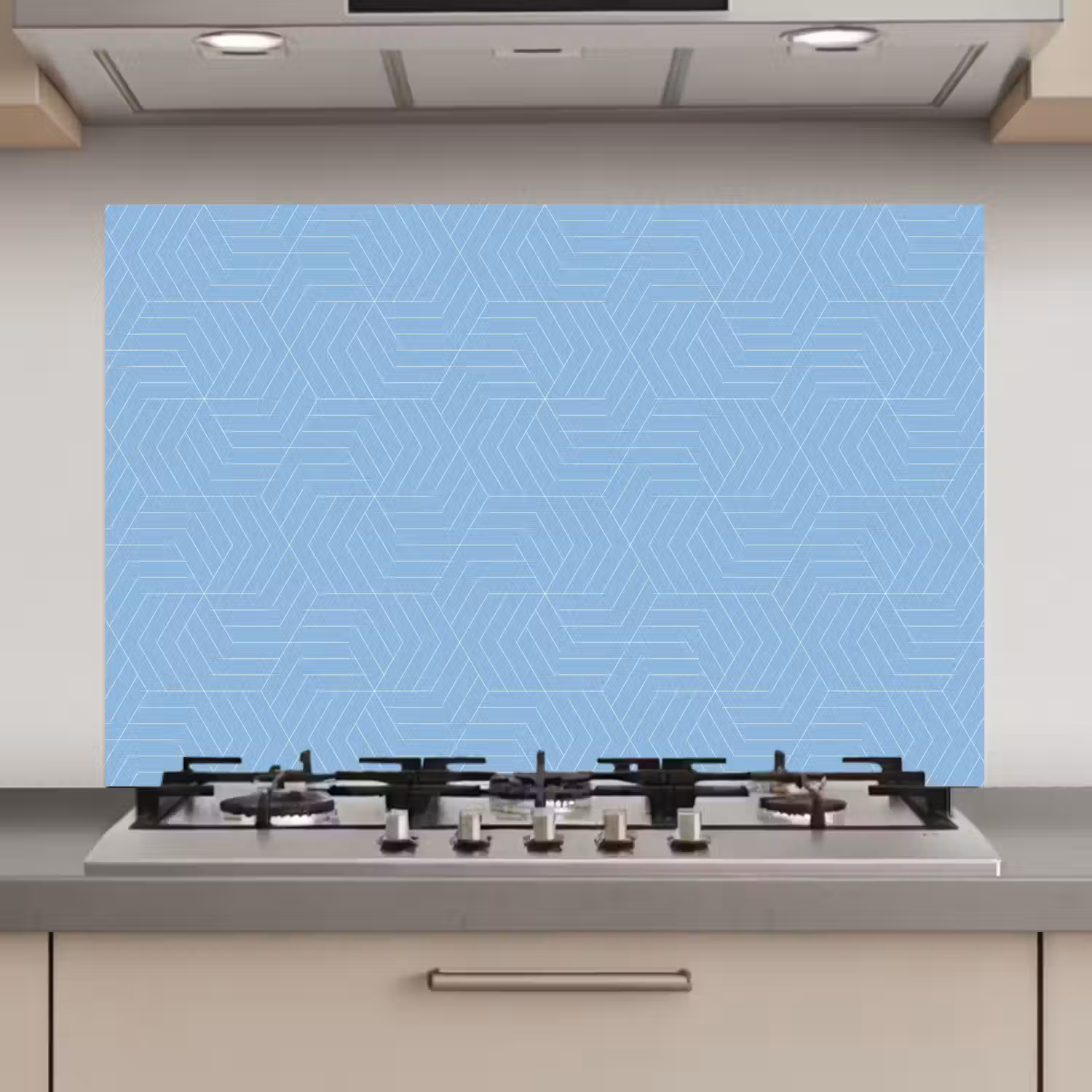 Blauw - Wit - Lijnen - Patroon keuken achterwand spatscherm klein 900 -3d_website