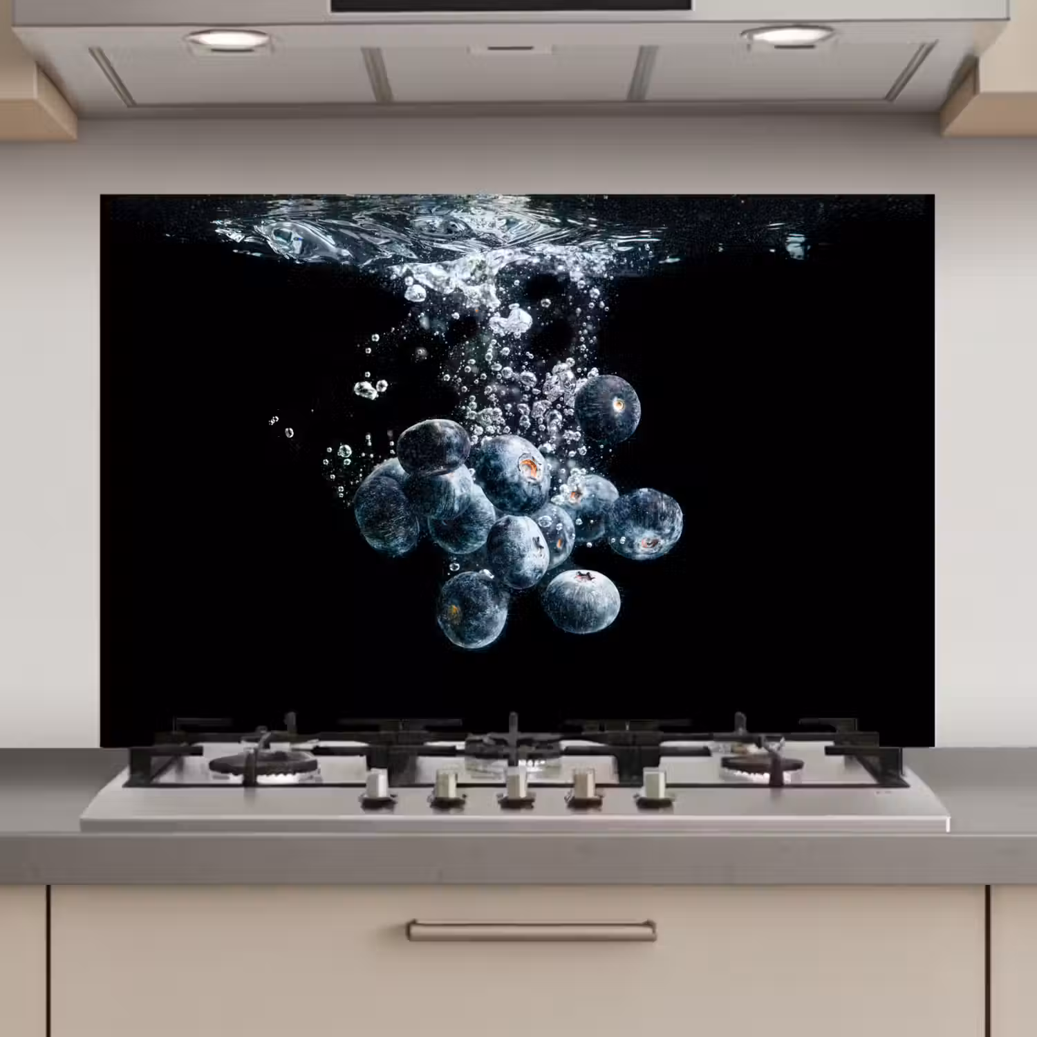 Blauwe bessen - Fruit - bes - Stilleven - Water - Zwart keuken achterwand spatscherm klein -3d_website
