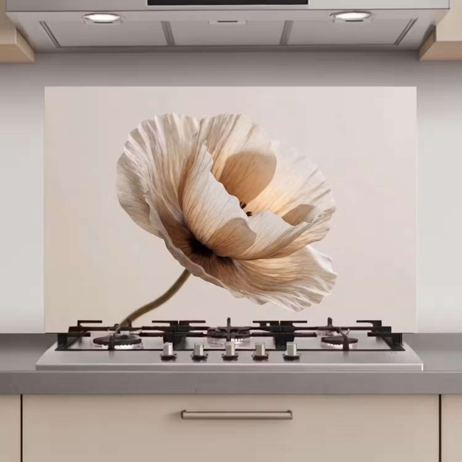 Bloem - Beige - Crème keuken achterwand spatscherm klein -3d_website