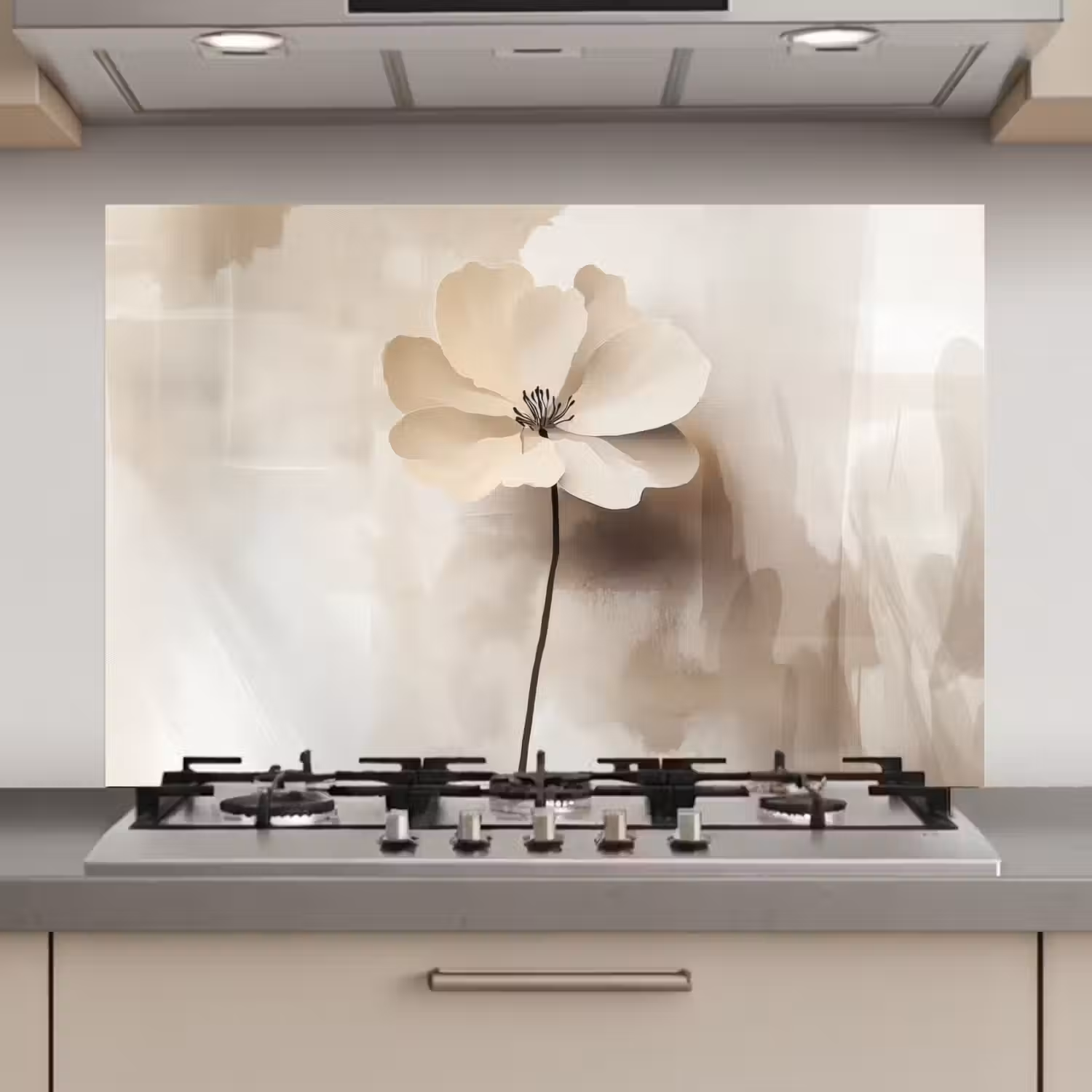 Bloem - Beige - Verf - Schaduw keuken achterwand spatscherm klein -3d_website