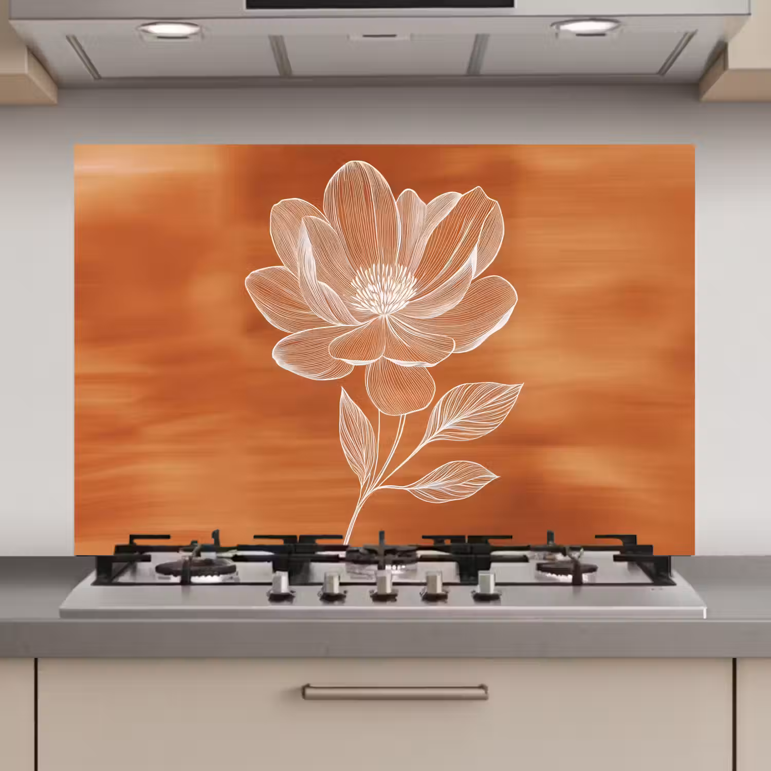 Bloem - Minimalistisch - Wit keuken achterwand spatscherm klein -3d_website