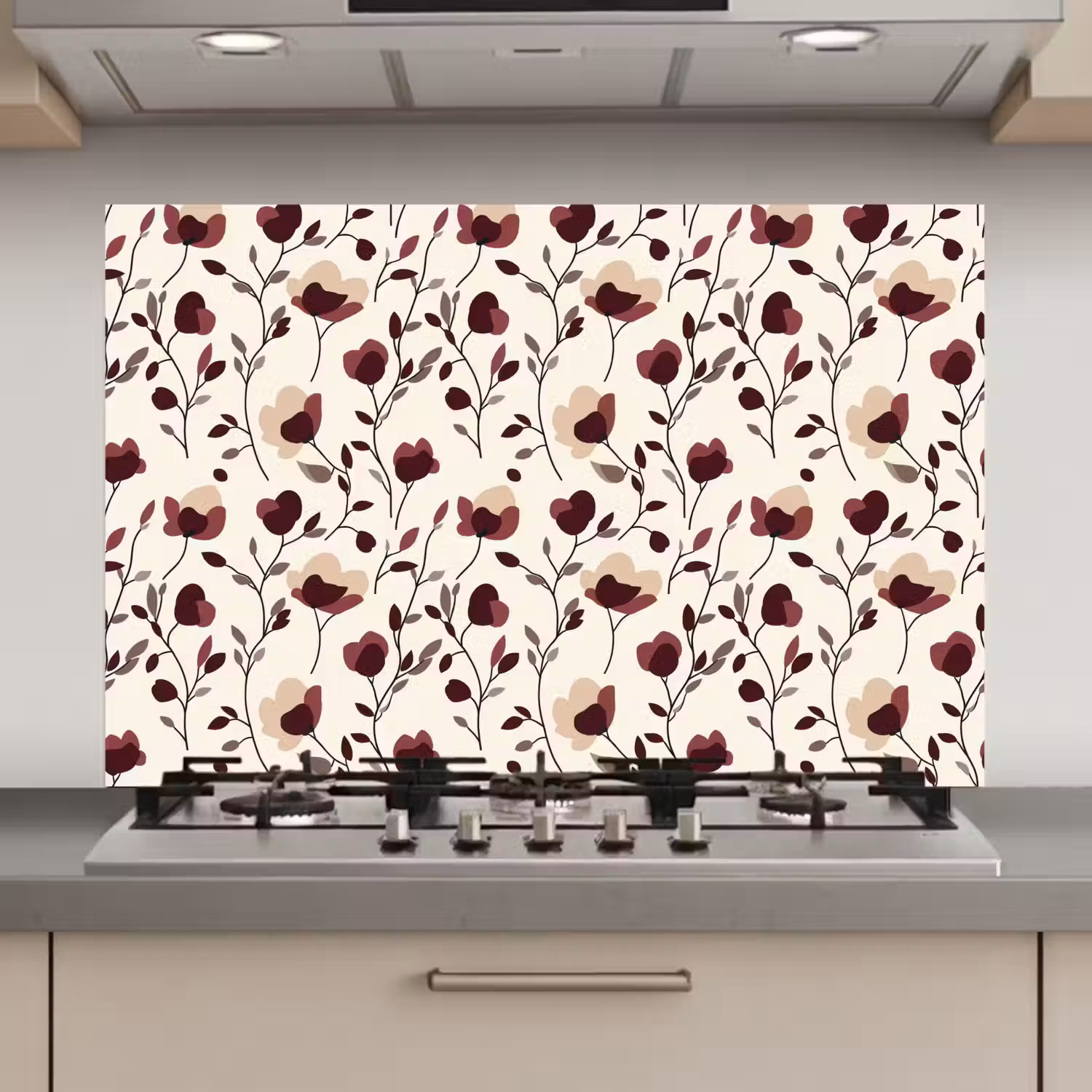 Bloemen - Botanisch - Bordeaux keuken achterwand spatscherm klein 900 -3d_website