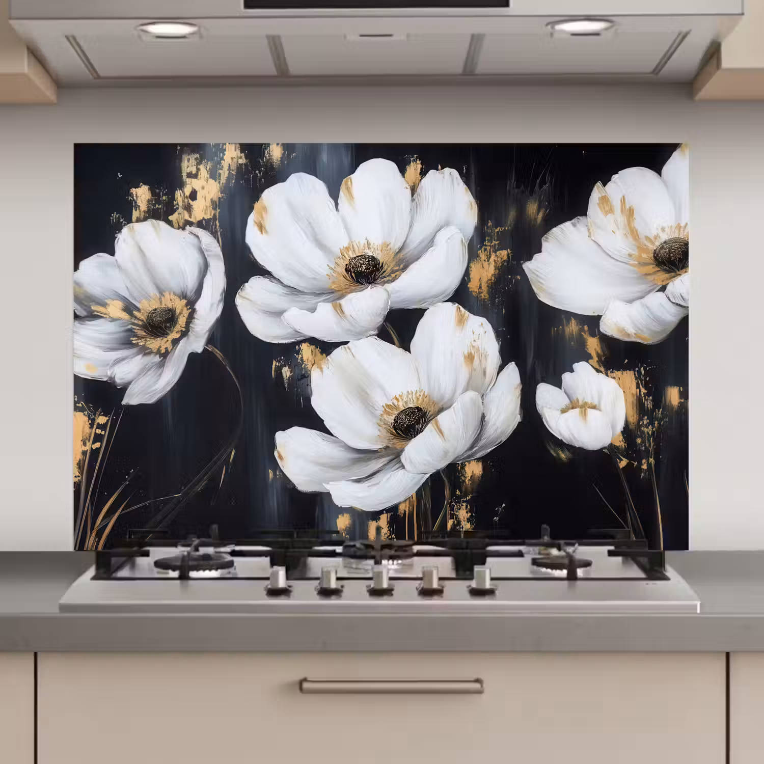 Bloemen - Wit - Abstract keuken achterwand spatscherm klein -3d_website
