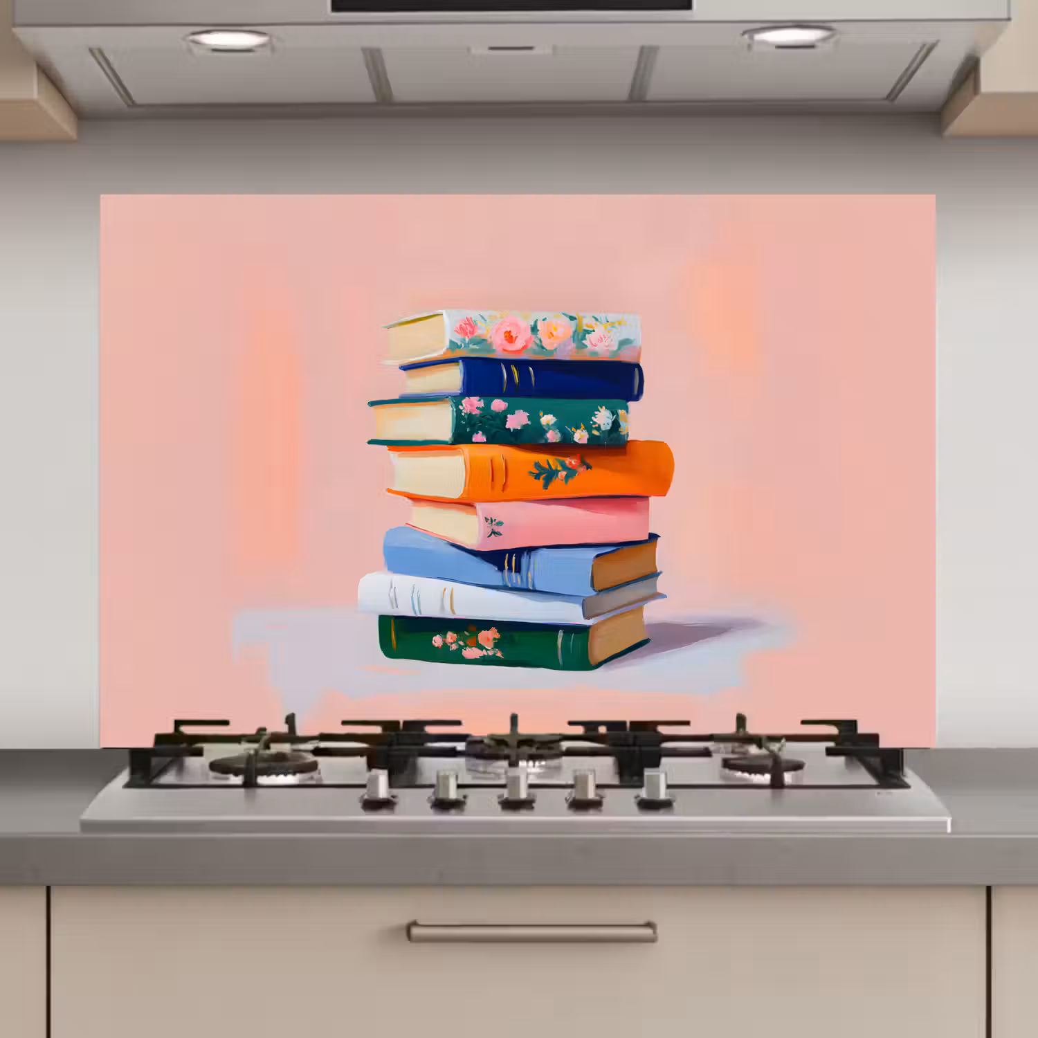 Boeken - Stapel - Kleurrijk keuken achterwand spatscherm klein -3d_website