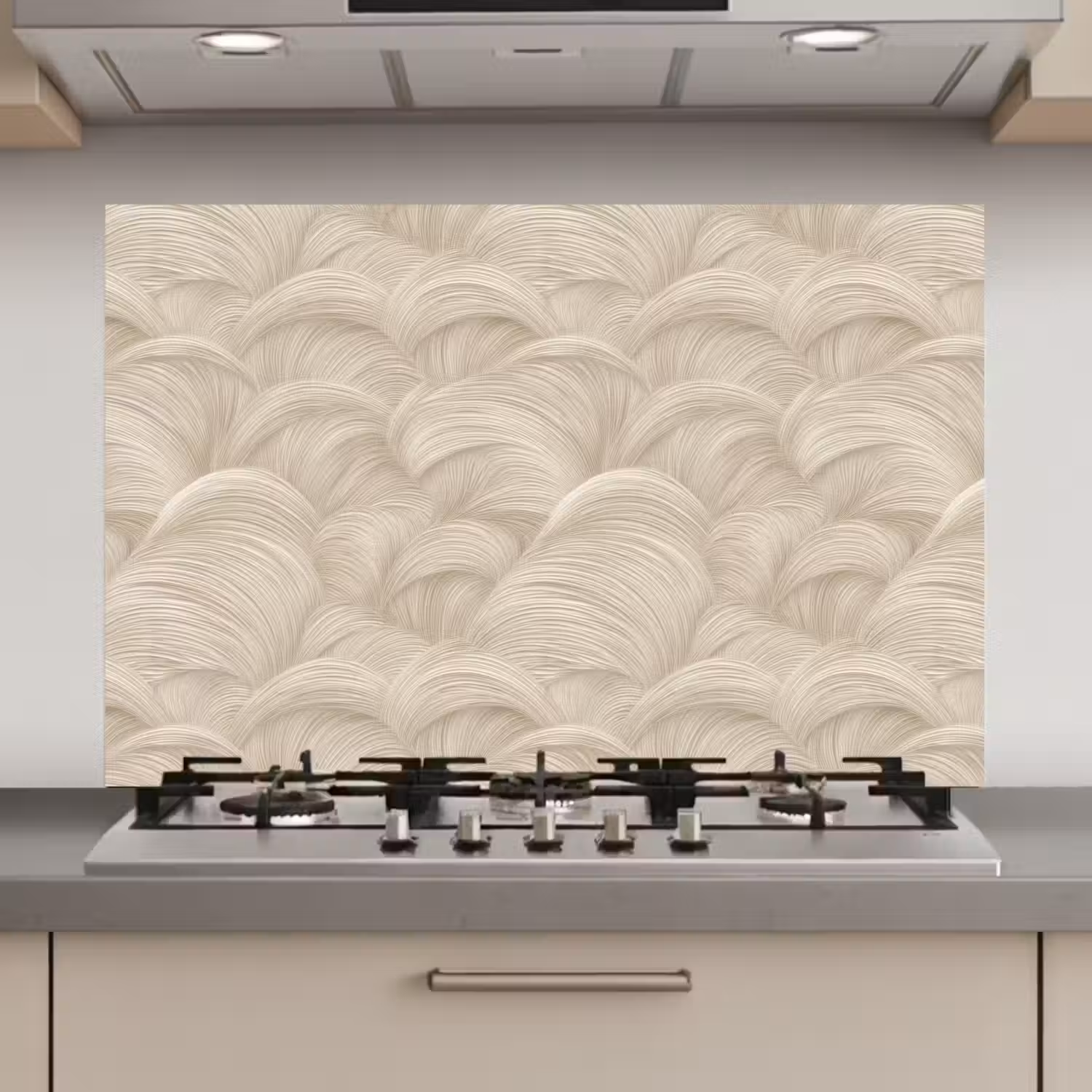 Bogen - Patroon - Beige keuken achterwand spatscherm klein 900 -3d_website