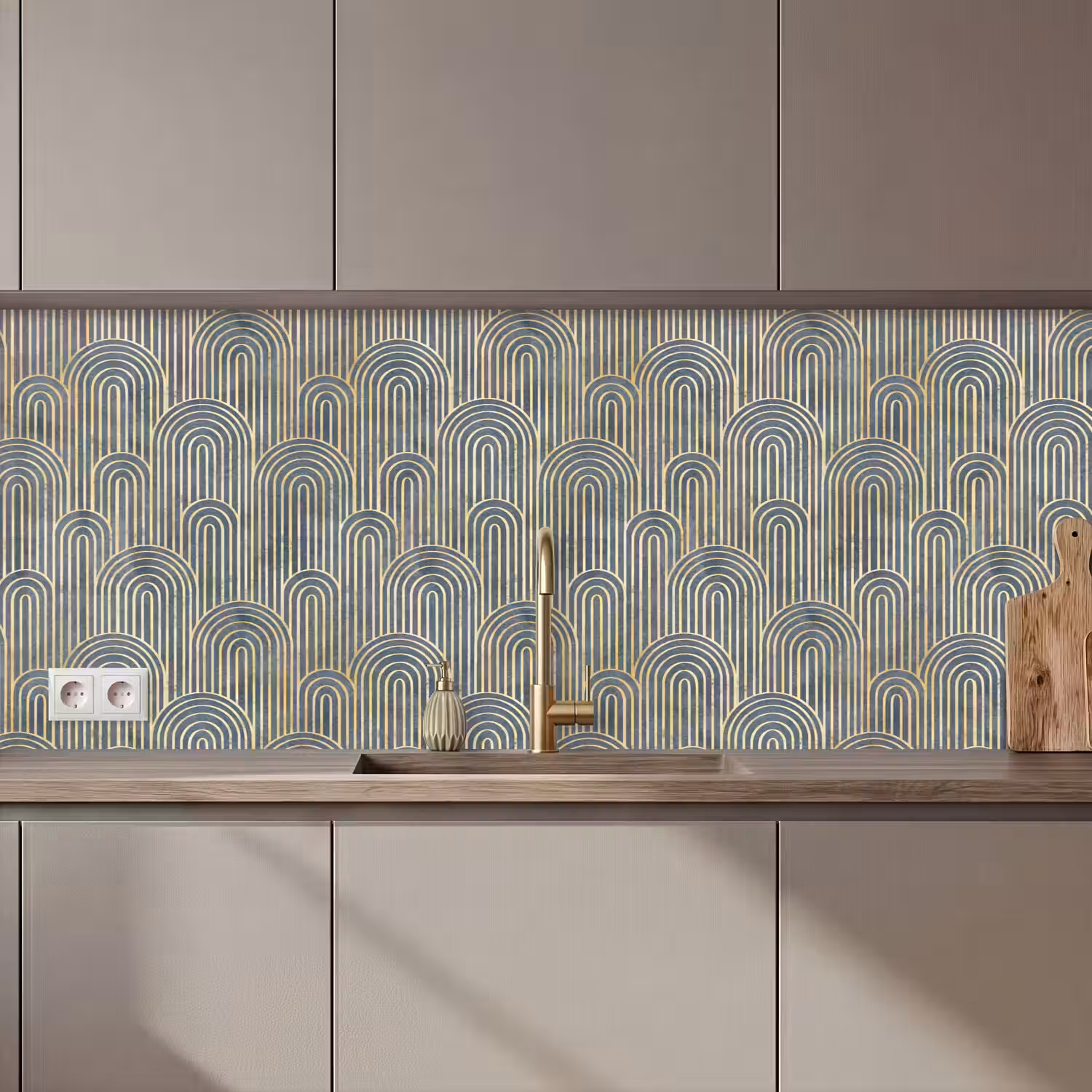 Boog - Goud - Blauw keuken achterwand 2 middel 871 zz_3dshopping