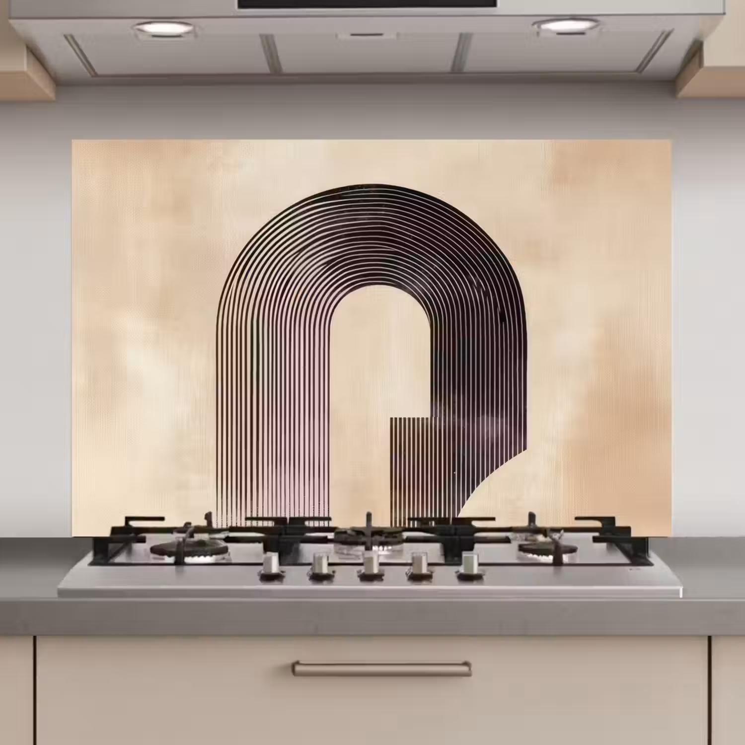Boog - Strepen - Minimalistisch - Zwart keuken achterwand spatscherm klein -3d_website