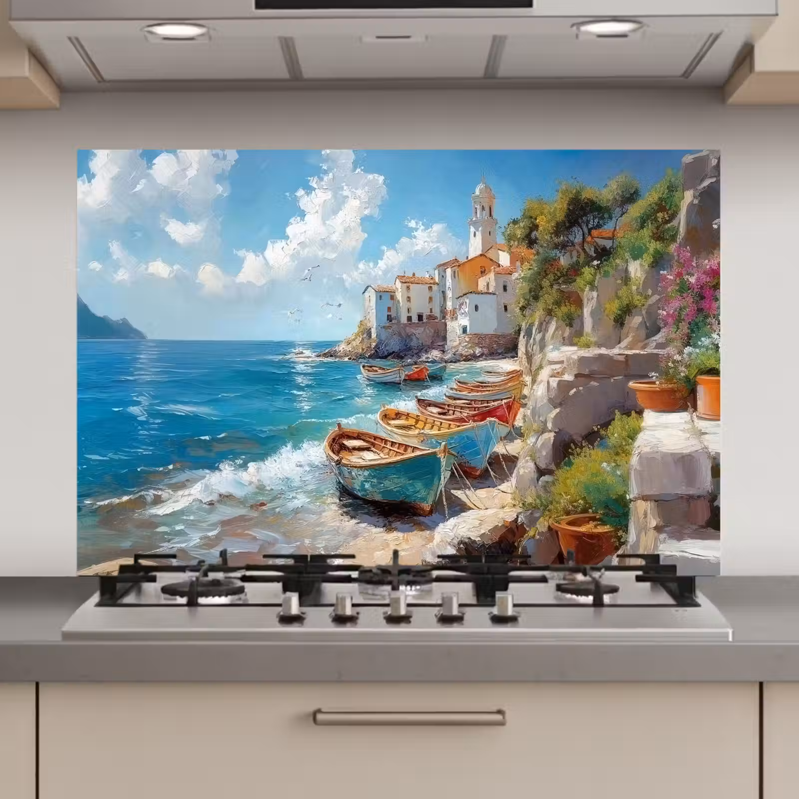 Boten - Rotsen - Zee - Zon keuken achterwand spatscherm klein -3d_website
