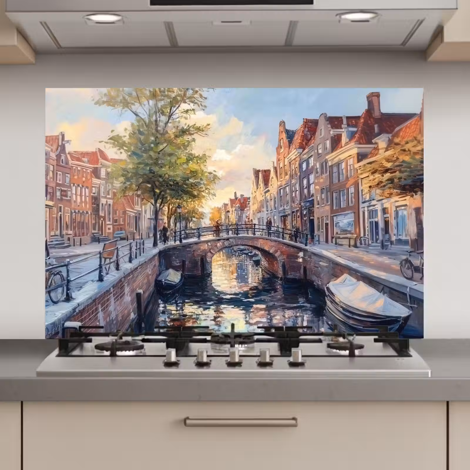 Brug - Stad - Huizen - Boot keuken achterwand spatscherm klein -3d_website