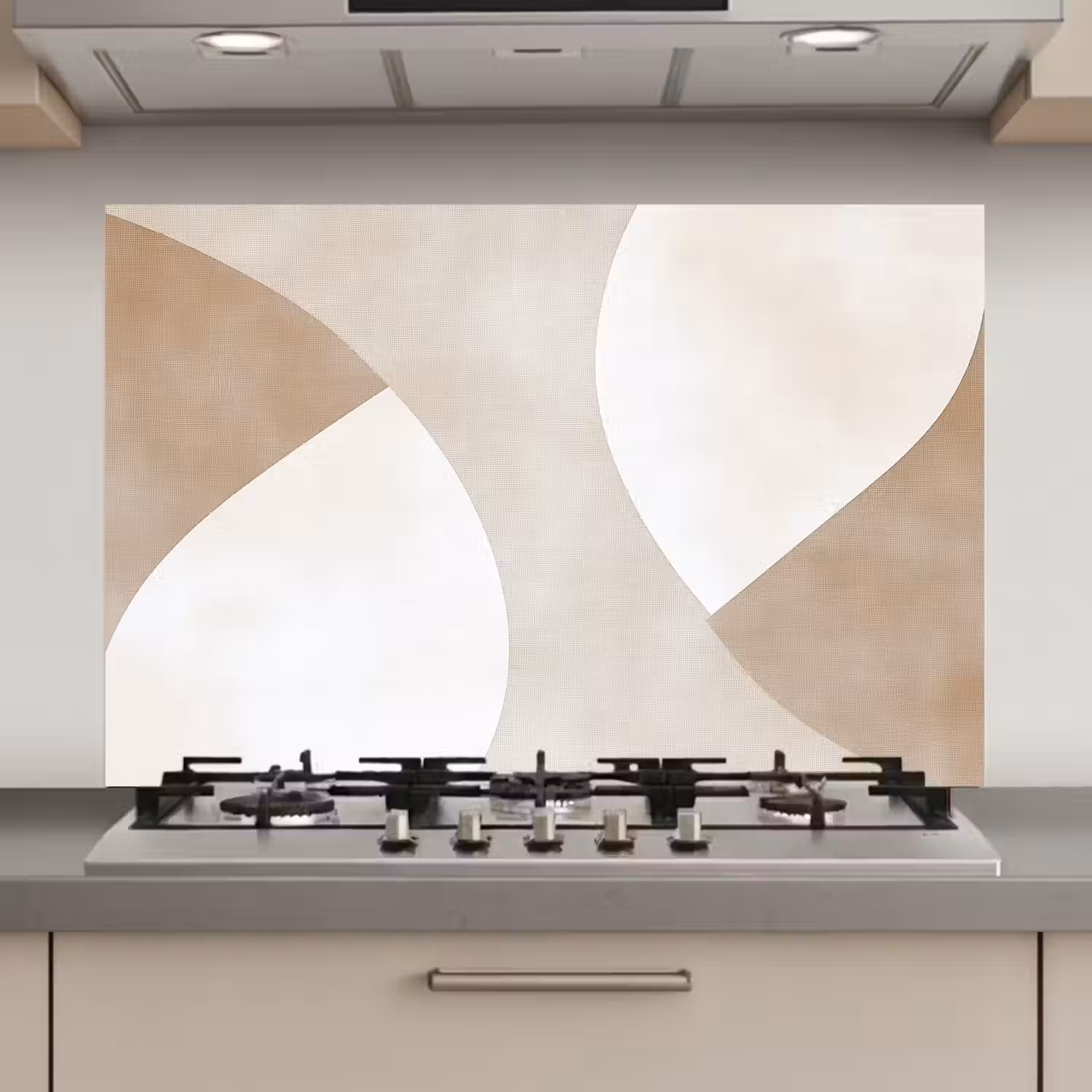 Bruin - Japandi - Abstract keuken achterwand spatscherm klein -3d_website
