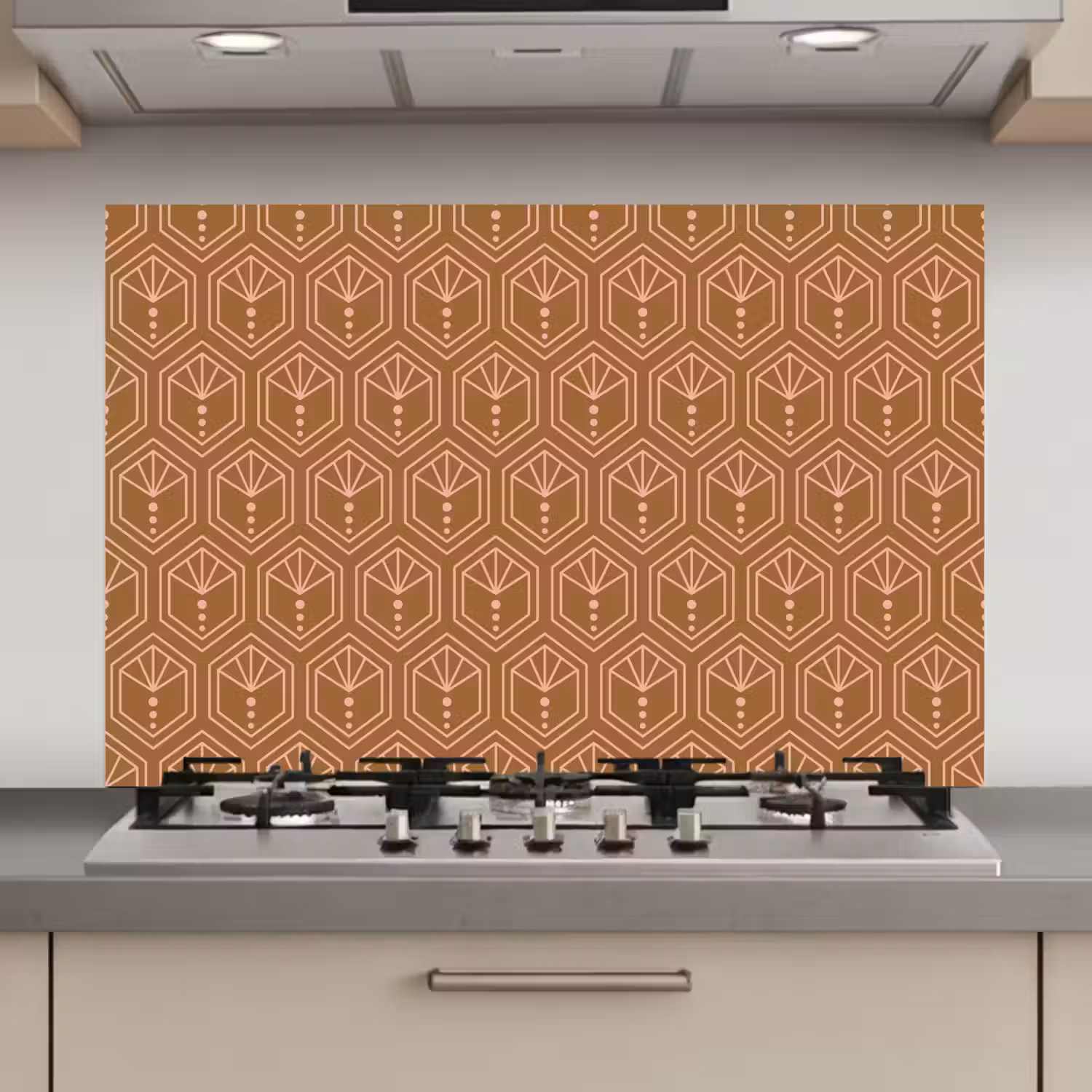 Bruin - Roze - Geometrisch - Patroon keuken achterwand spatscherm klein 900 -3d_website