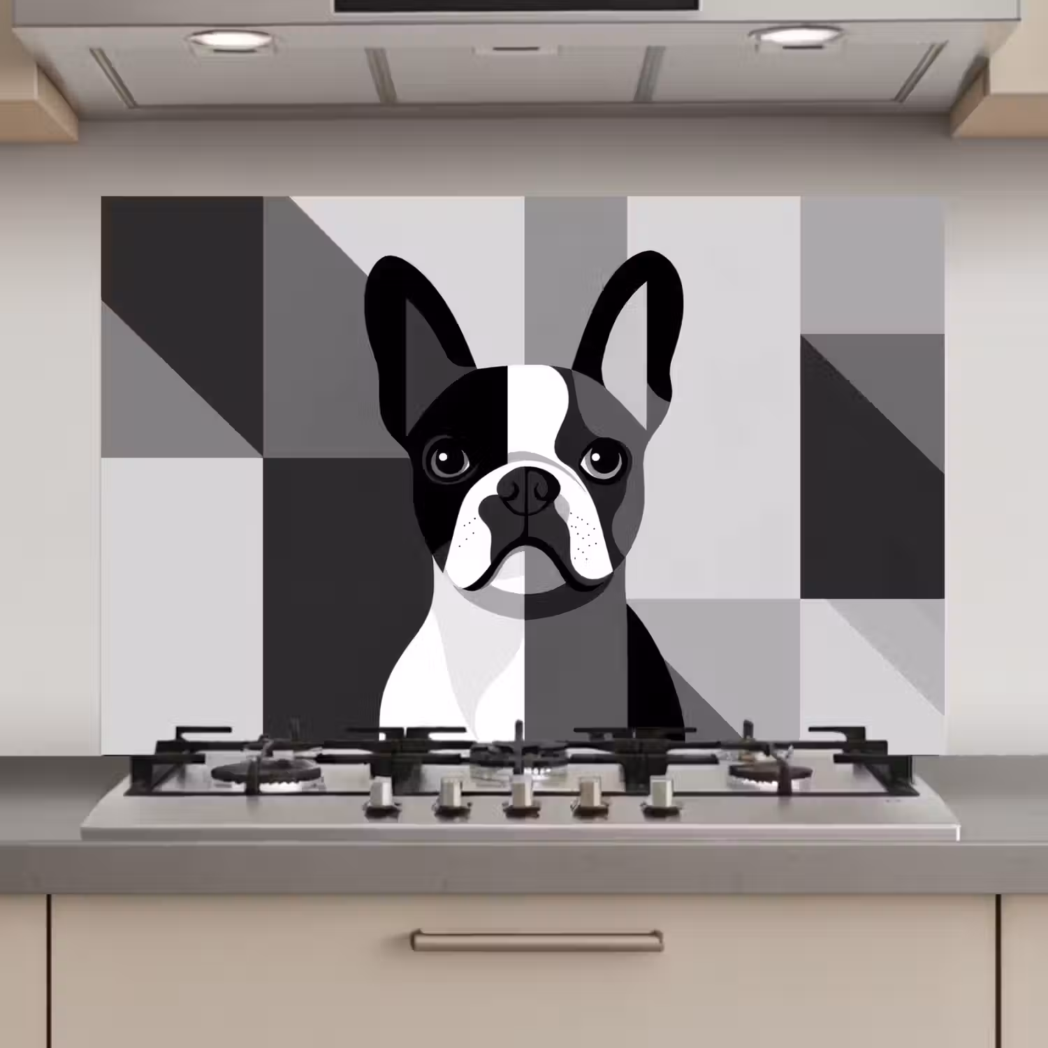 Buldog - Zwart - Abstract - Vlakken keuken achterwand spatscherm klein -3d_website