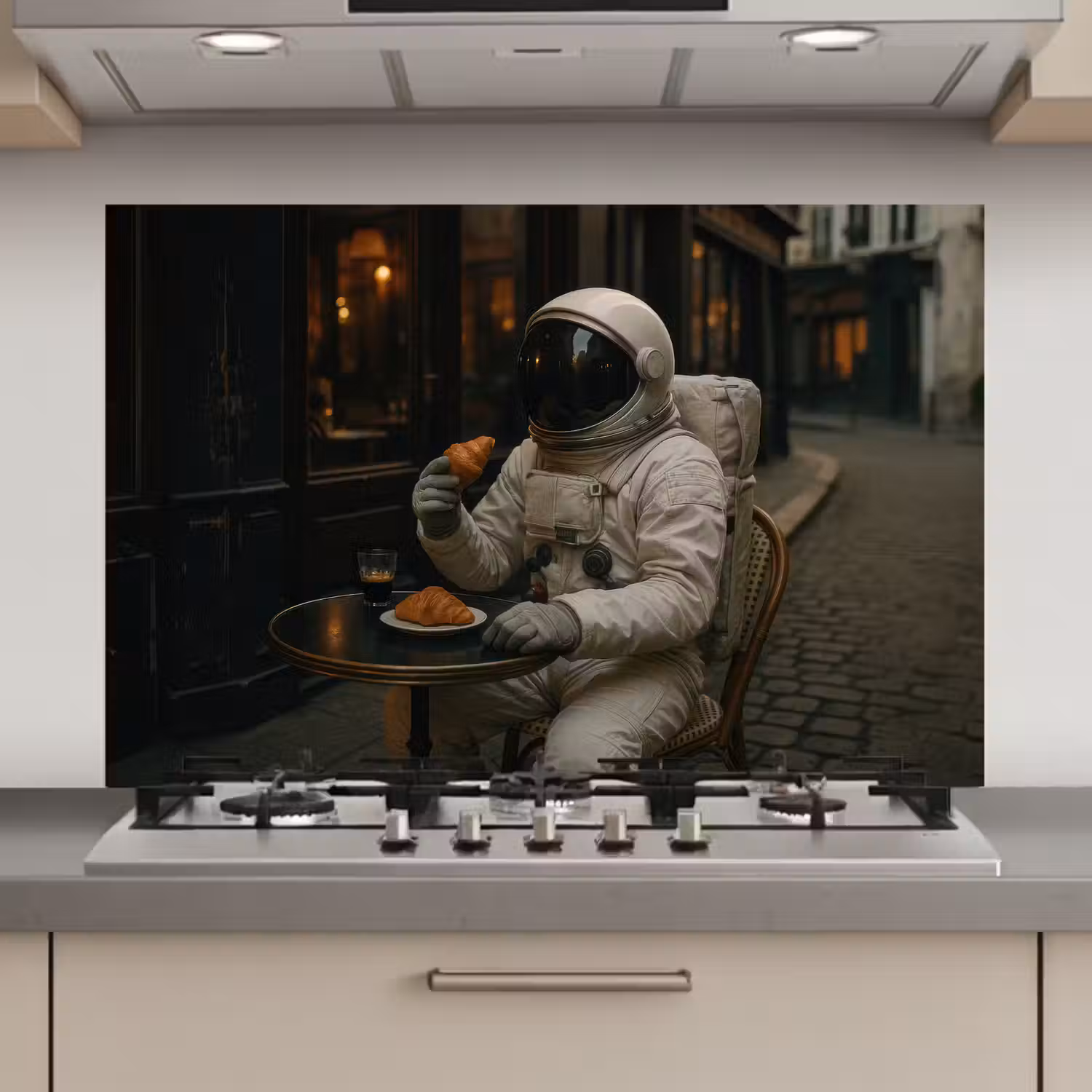 Café - Croissant - Koffie - Astronaut keuken achterwand spatscherm klein -3d_website